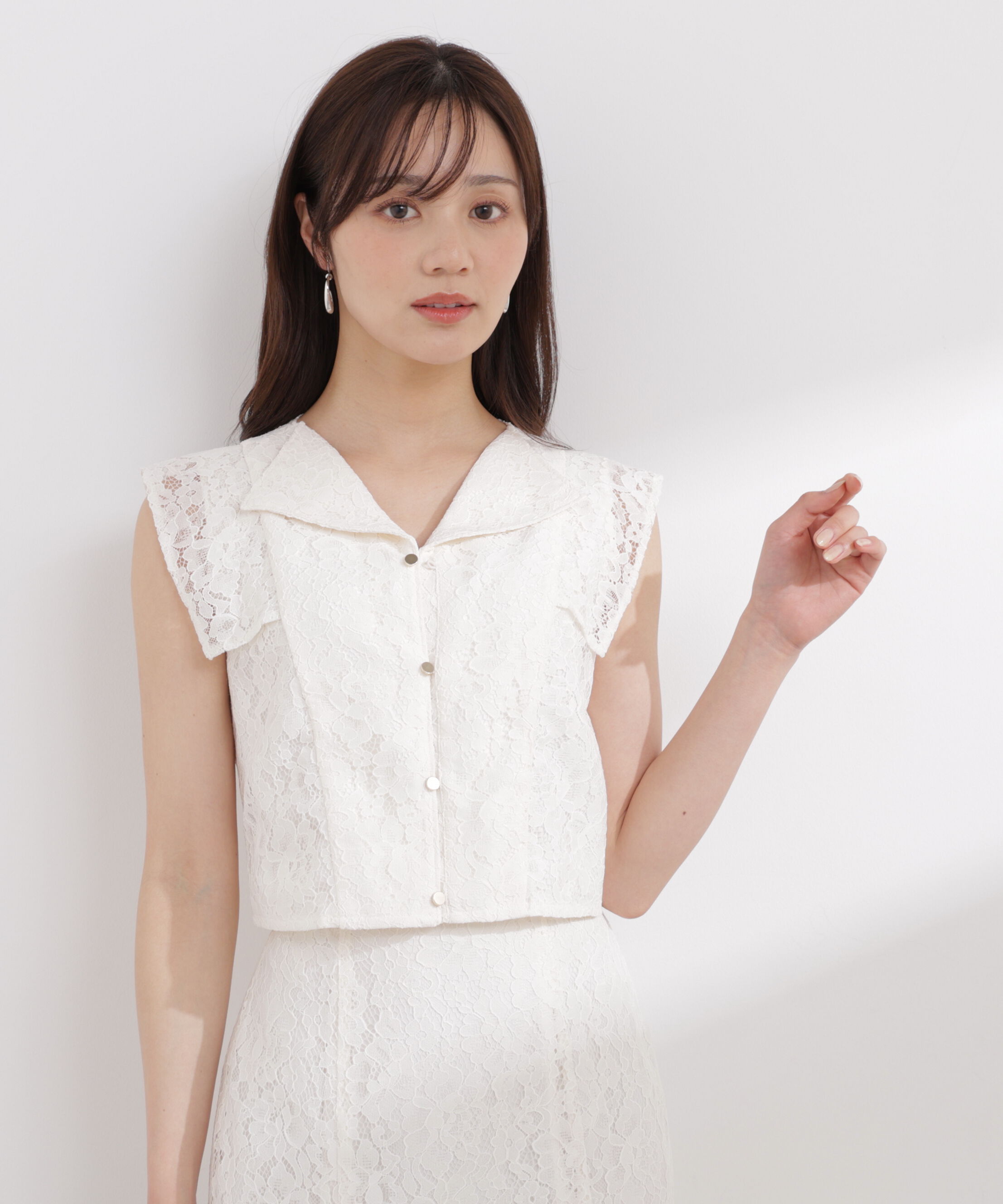 PROPORTION BODY DRESSING「衿付きレースブラウス 26SS」|シャツ・ブラウス|