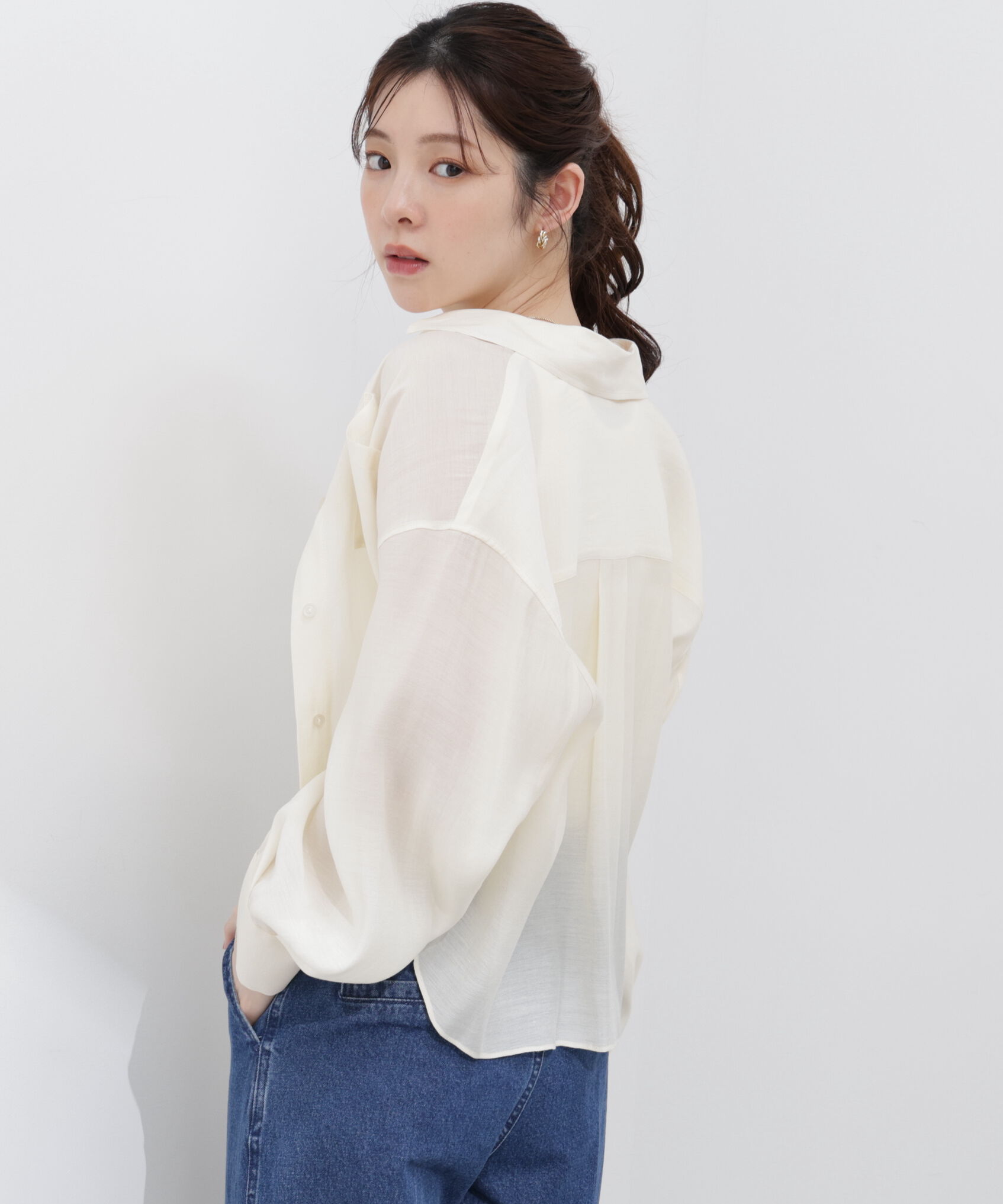 PROPORTION BODY DRESSING「短丈シアーシャツ 26SS」|シャツ・ブラウス|