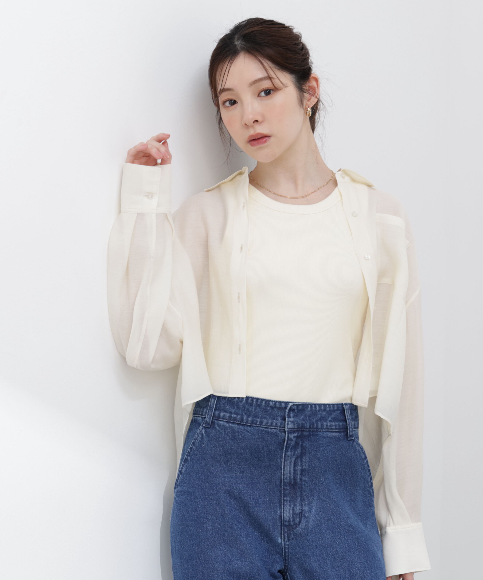 PROPORTION BODY DRESSING「短丈シアーシャツ 26SS」|シャツ・ブラウス|