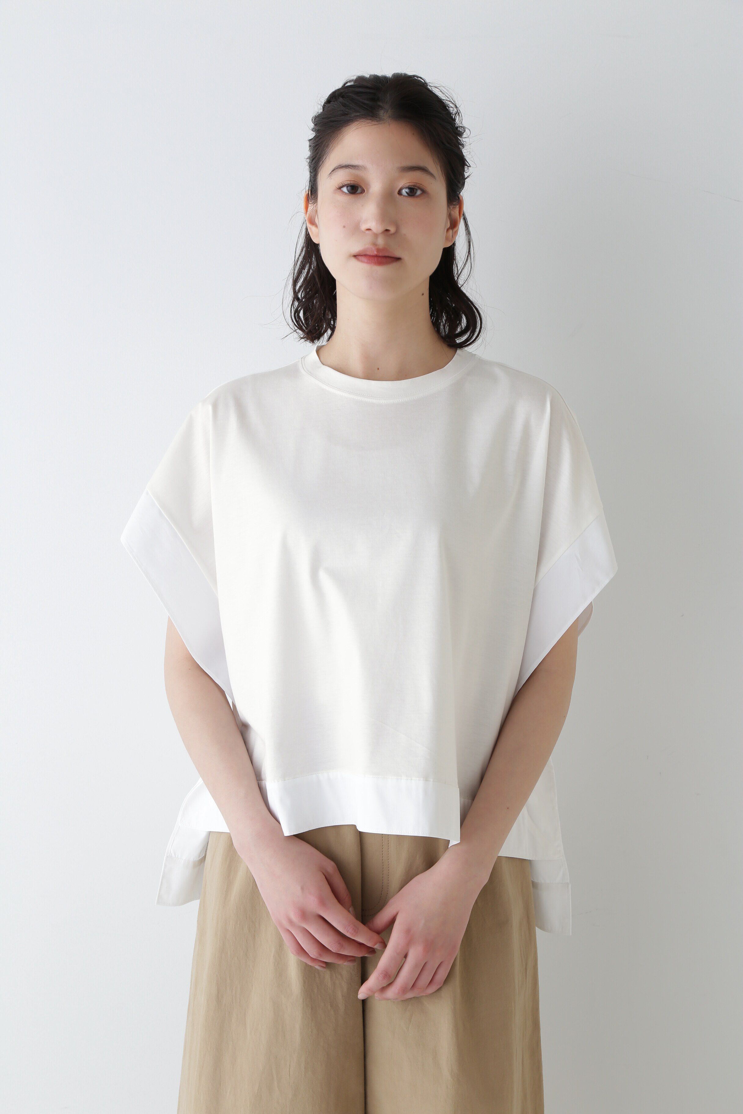  「◆異素材コンビカットソー」|Tシャツ・カットソー|