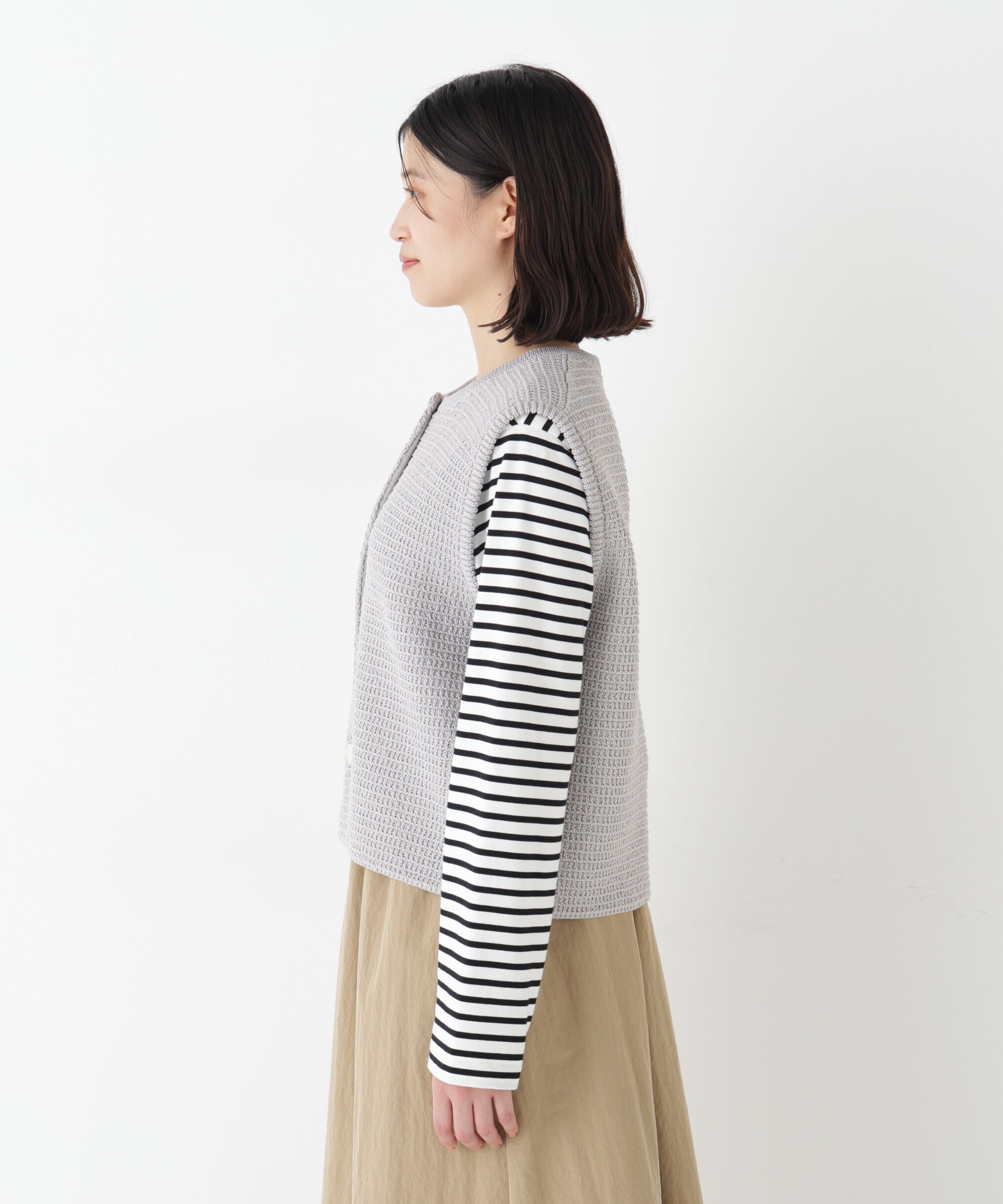  「◆ギマコットン地柄ベスト」|ニット・セーター|