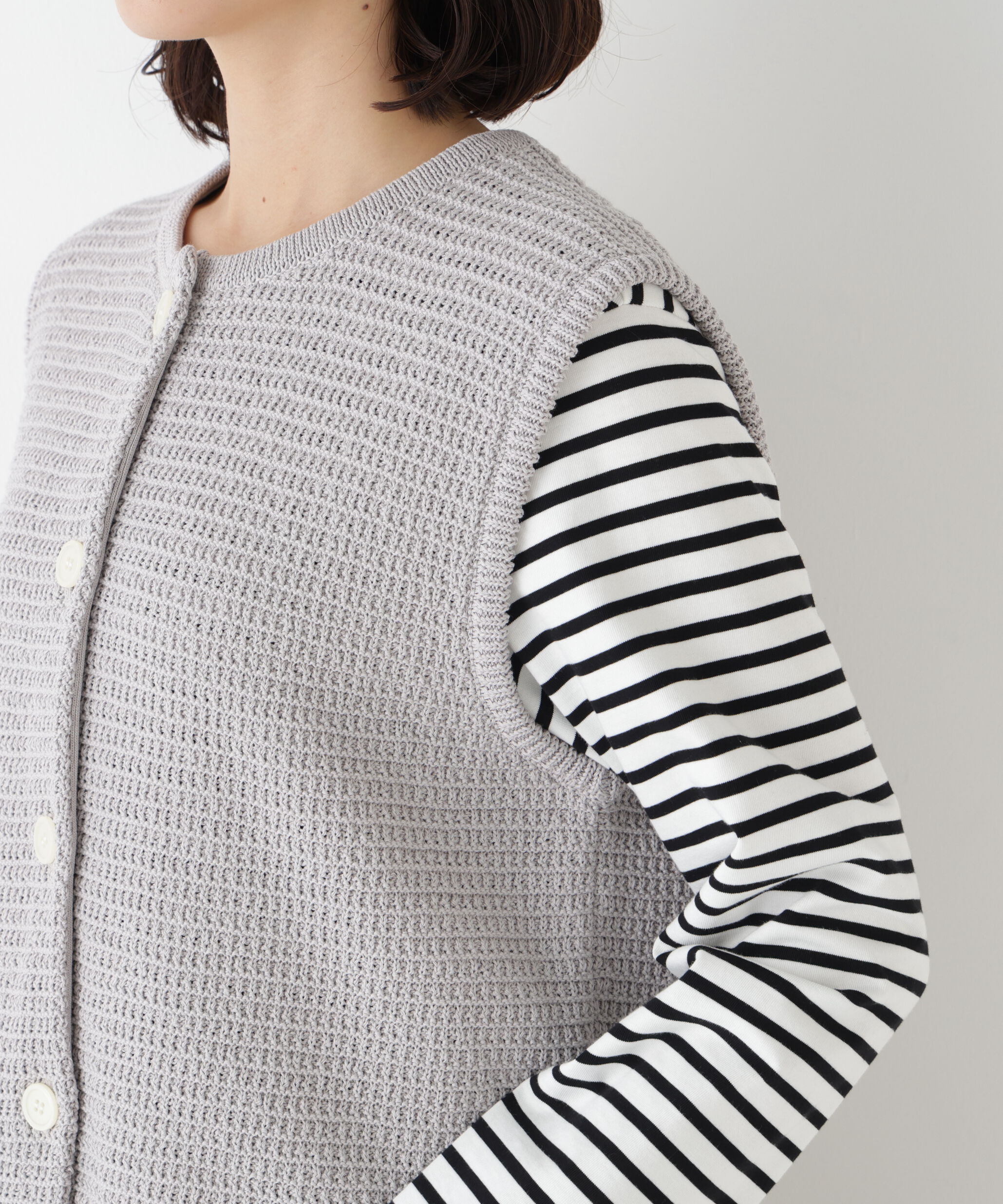  「◆ギマコットン地柄ベスト」|ニット・セーター|