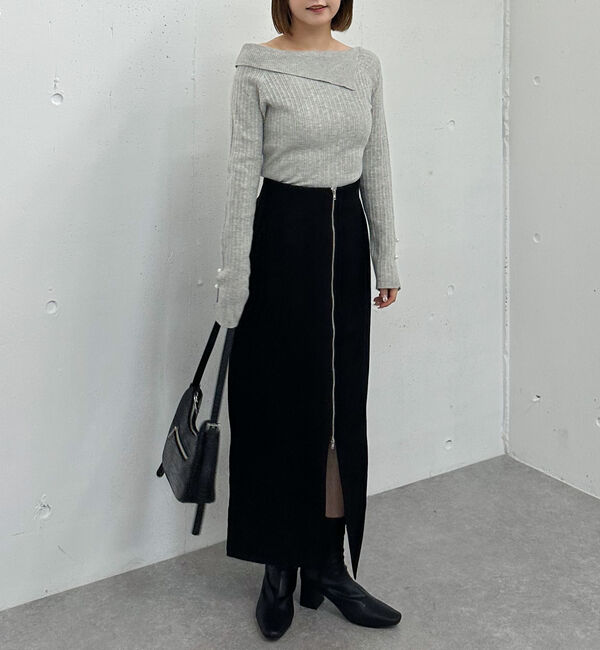 archives「アシメオフショルランダムリブニットプルオーバー」|ニット・セーター|