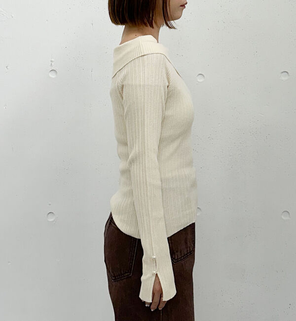 archives「アシメオフショルランダムリブニットプルオーバー」|ニット・セーター|