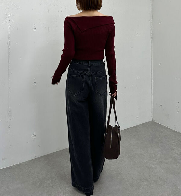 archives「アシメオフショルランダムリブニットプルオーバー」|ニット・セーター|