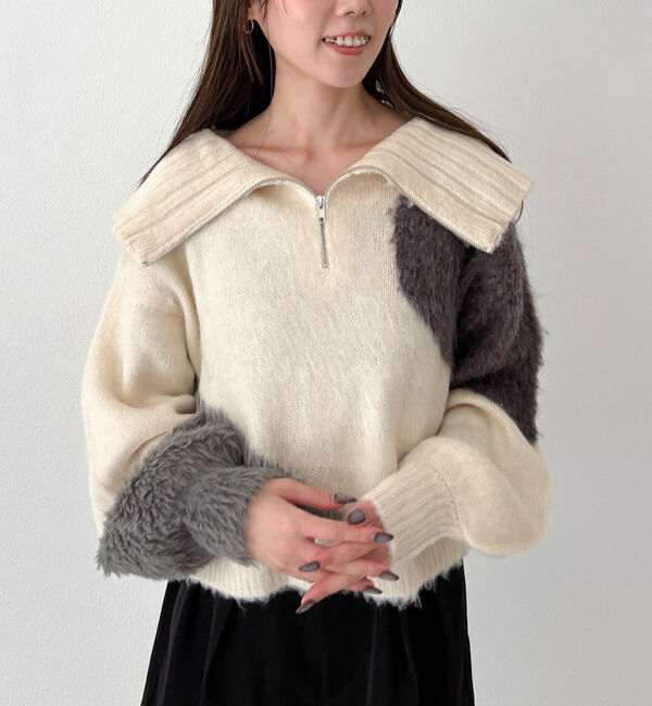 archives「ハーフＺＩＰインターシャニットプルオーバー」|ニット・セーター|IVORY