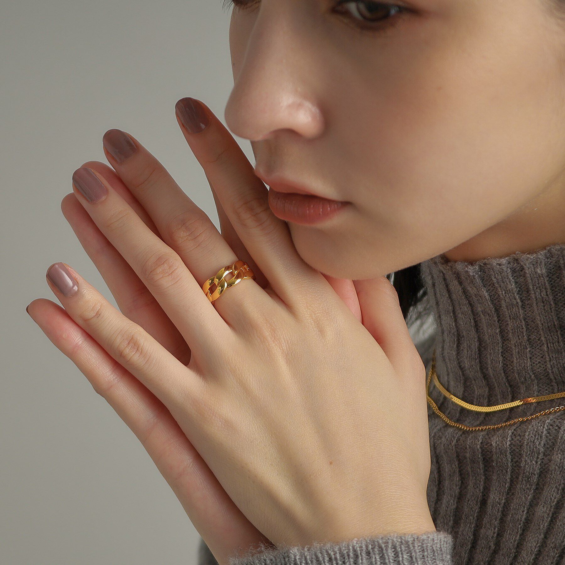 COCOSHNIK ONKITSCH「シルバー ボリュームカーブチェーンモチーフリング GP」|リング|