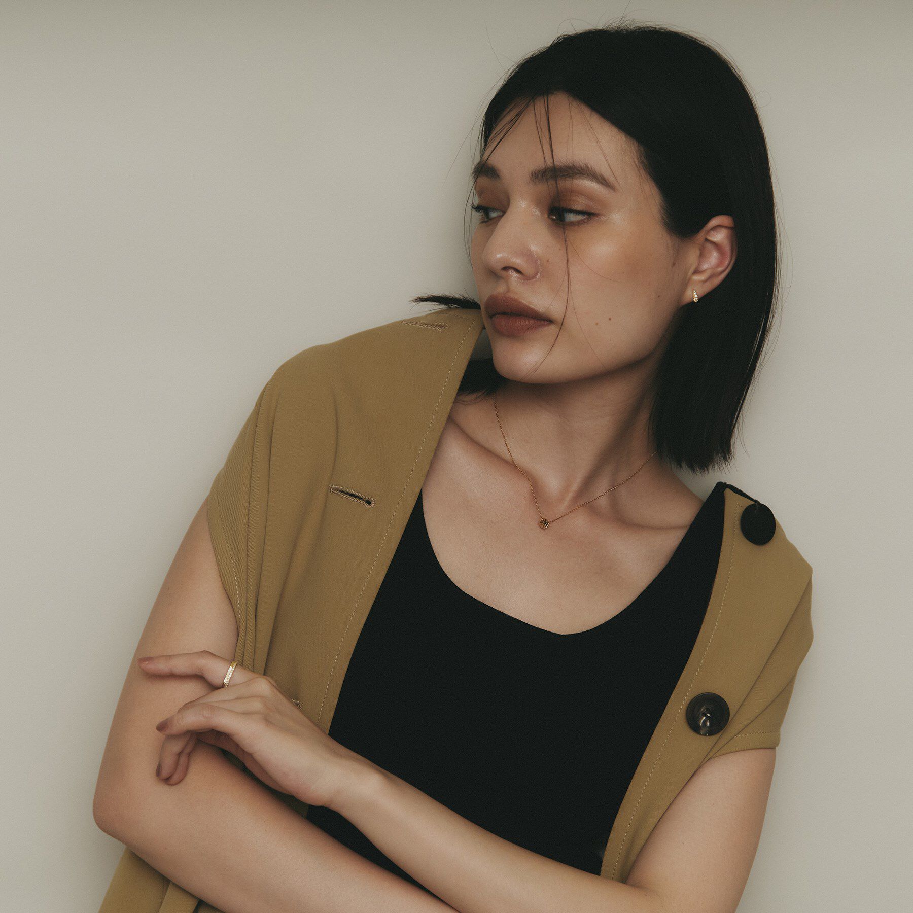 COCOSHNIK「K18ダイヤモンド 縦溝ビーズ ネックレス」|ネックレス|