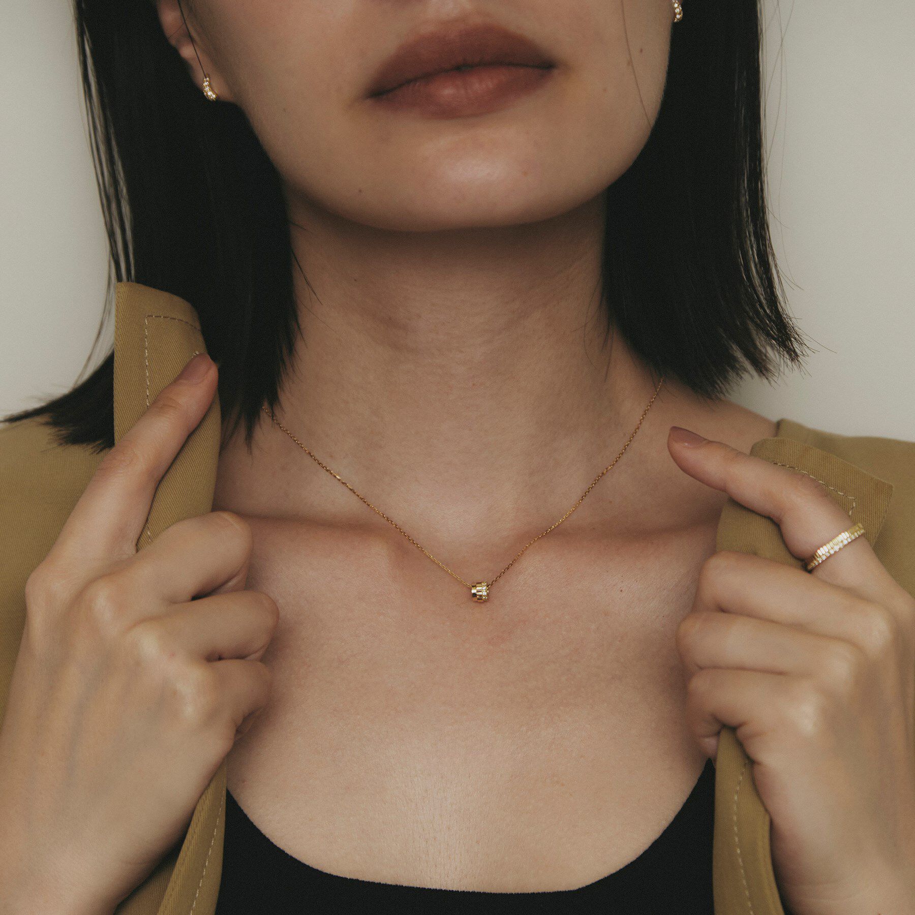 COCOSHNIK「K18ダイヤモンド 縦溝ビーズ ネックレス」|ネックレス|