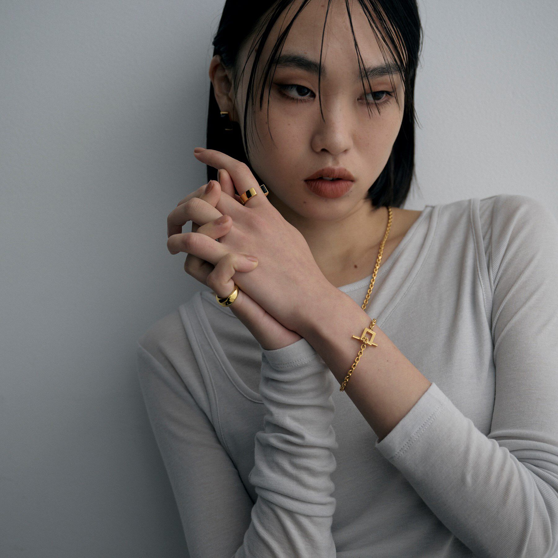 COCOSHNIK ONKITSCH「シルバー オニキス バケットカットオープンリング GP」|リング|