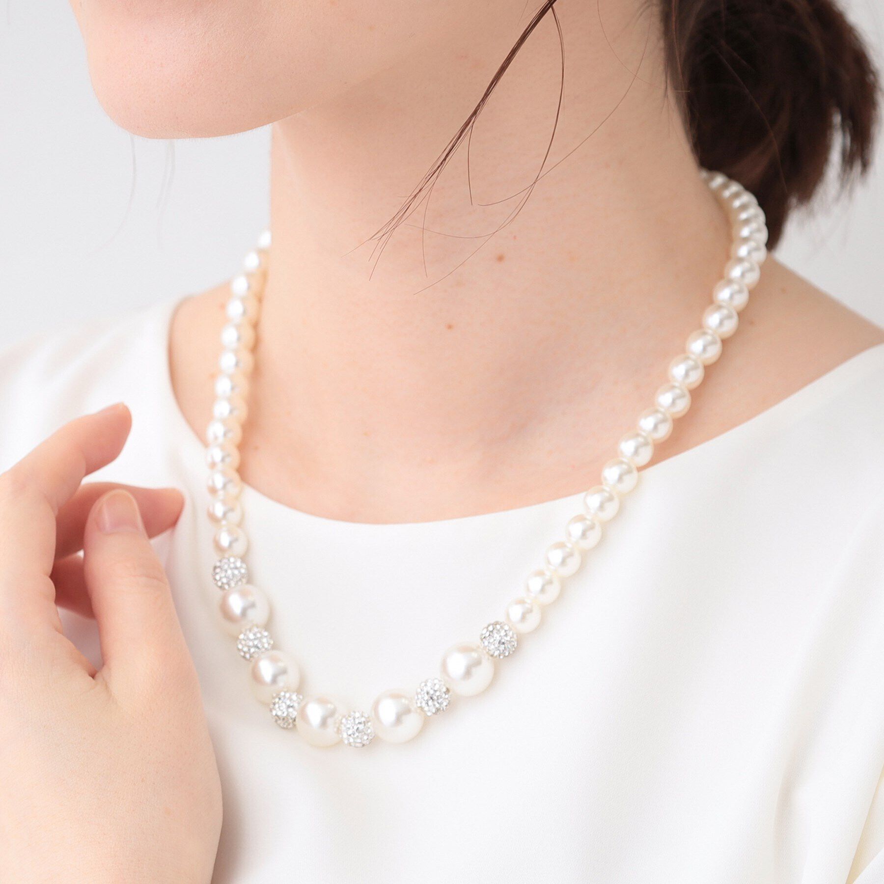 SHOO･LA･RUE「【セレモニー】フェイクパールパヴェネックレス」|ネックレス|