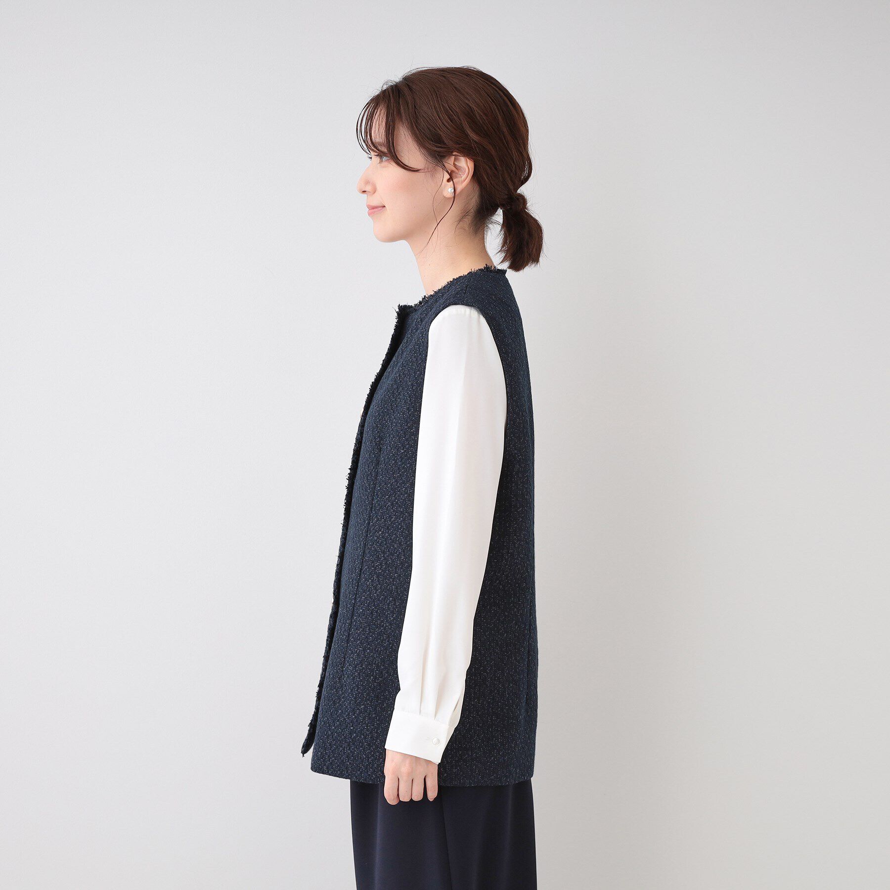 SHOO･LA･RUE「【セレモニーからデイリーまで】フリンジ ツイードジレ」|ベスト・ジレ|