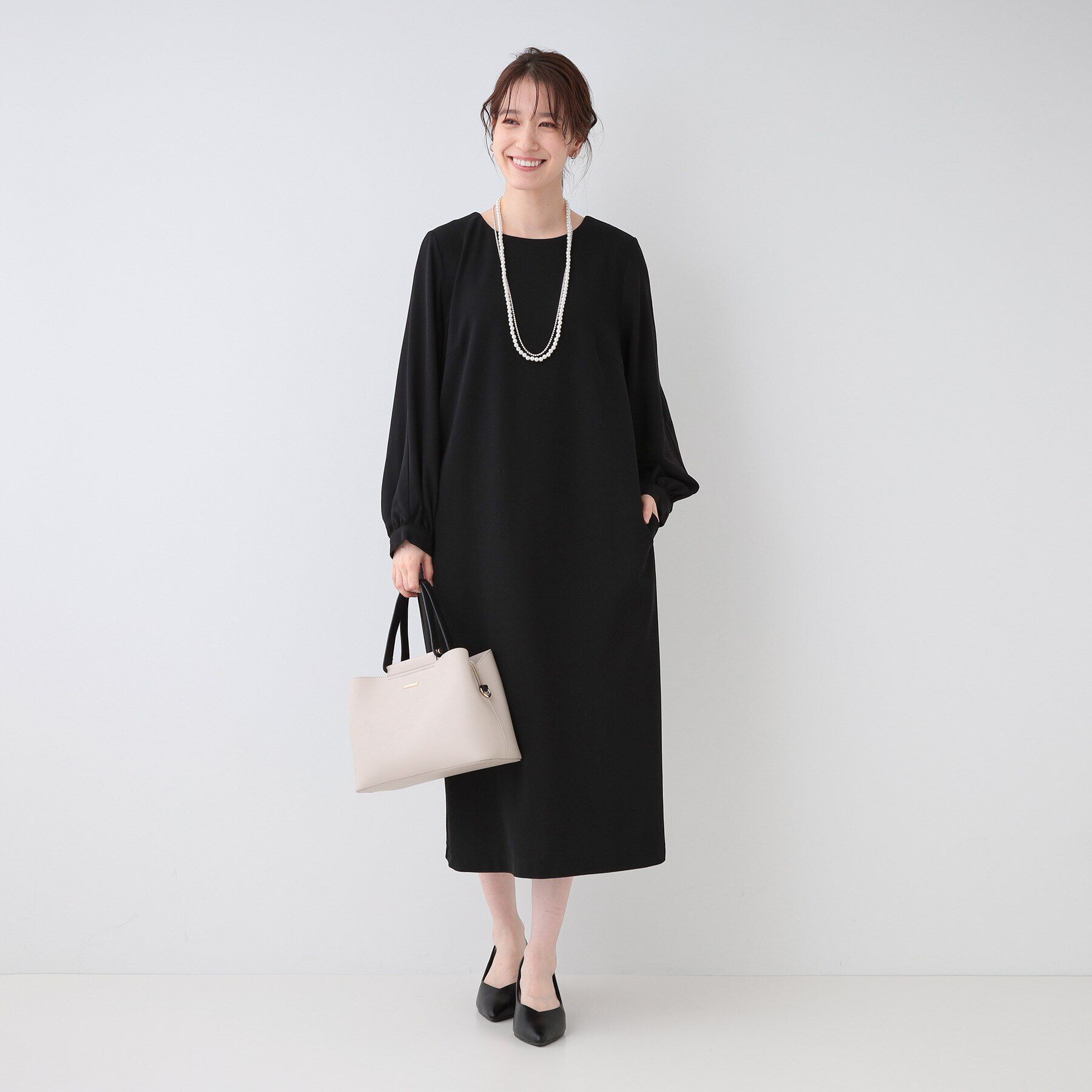 SHOO･LA･RUE「【S-3L/お袖デザイン2WAY】異素材ドッキングワンピース」|ワンピース|