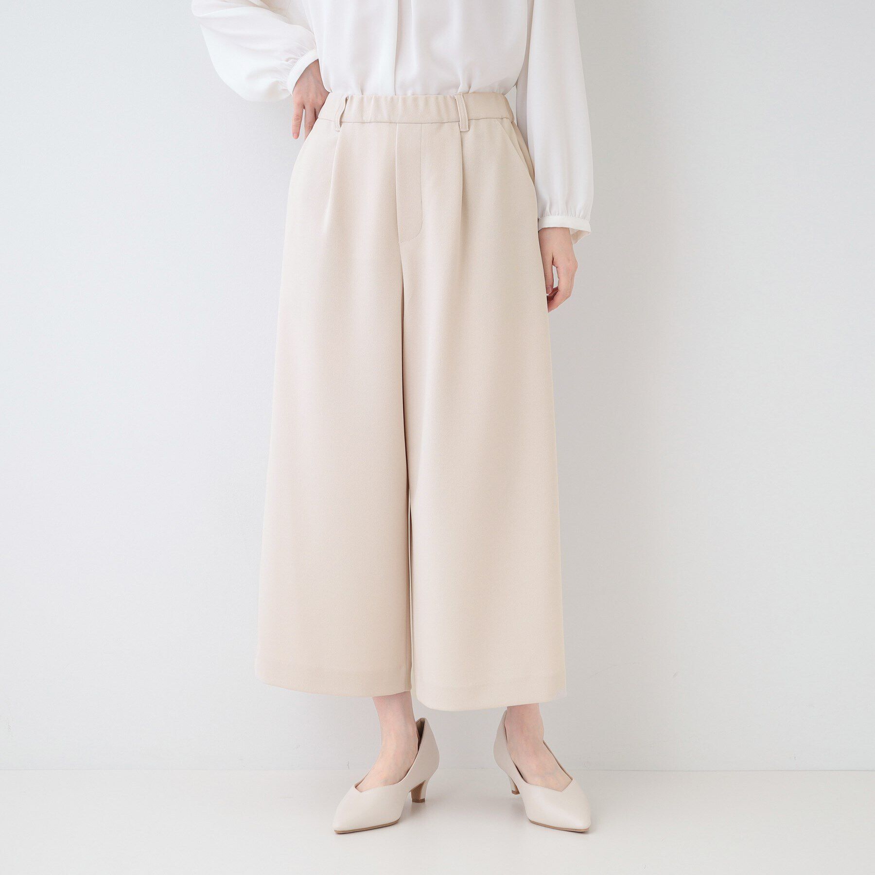 SHOO･LA･RUE「【洗える/S-3L/セットアップ可】セレモニーからデイリーに カットジョーゼット ワイドパンツ」|その他|