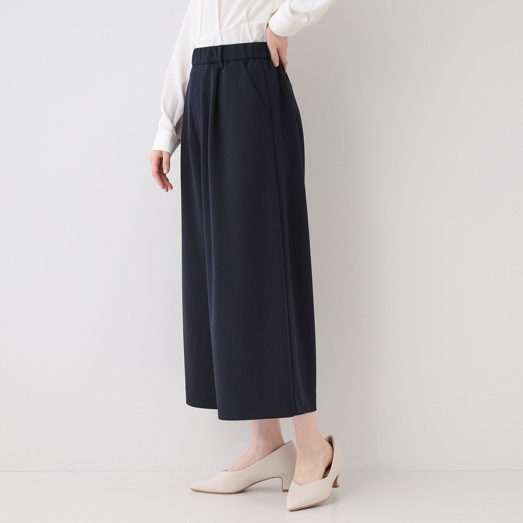 SHOO･LA･RUE「【洗える/S-3L/セットアップ可】セレモニーからデイリーに カットジョーゼット ワイドパンツ」|その他|