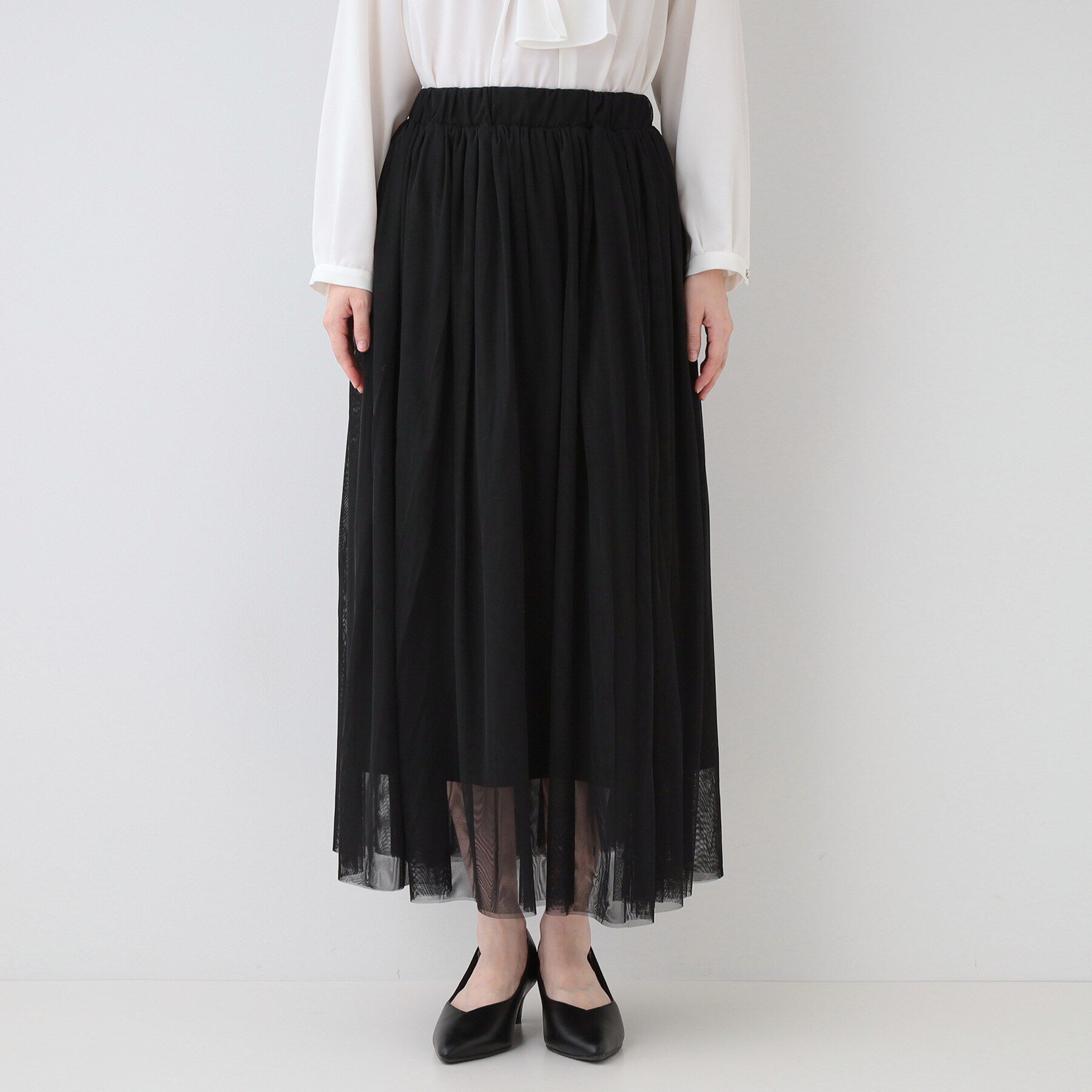 SHOO･LA･RUE「【セレモニーからデイリーまで】女性らしさあふれる チュールスカート」|スカート|