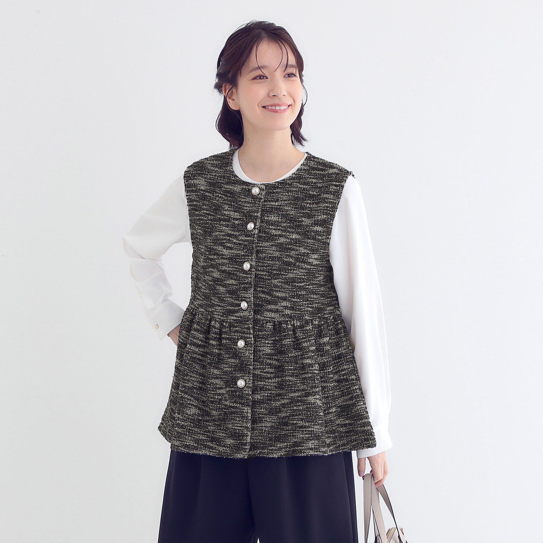 SHOO･LA･RUE「カットツイードペプラムジレ」|ベスト・ジレ|