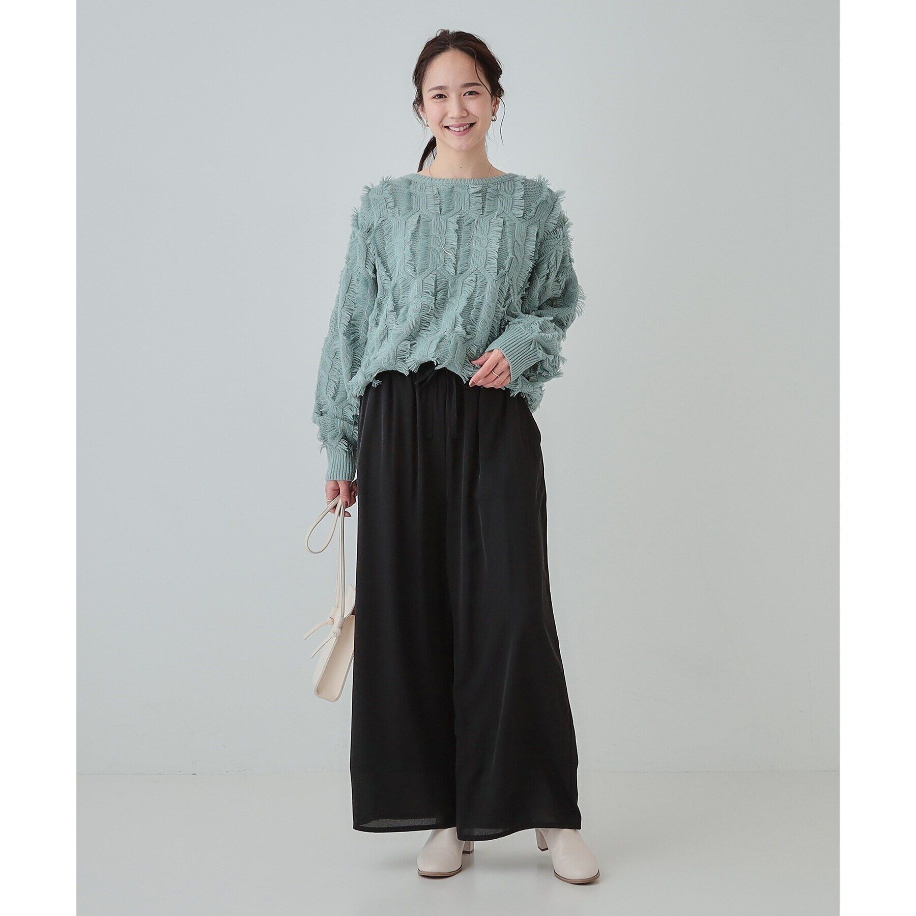 SHOO･LA･RUE「【S-LL】一枚で主役級。フリンジが目を惹くゆるニット」|ニット・セーター|