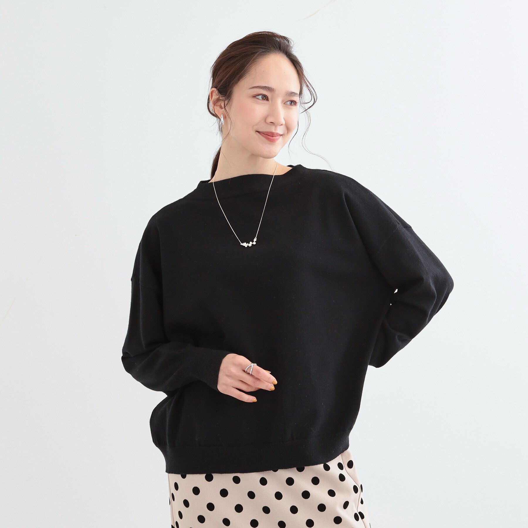 SHOO･LA･RUE「【洗える/S-LL】インせず着られる もちもちタッチ ボートネックニット」|ニット・セーター|