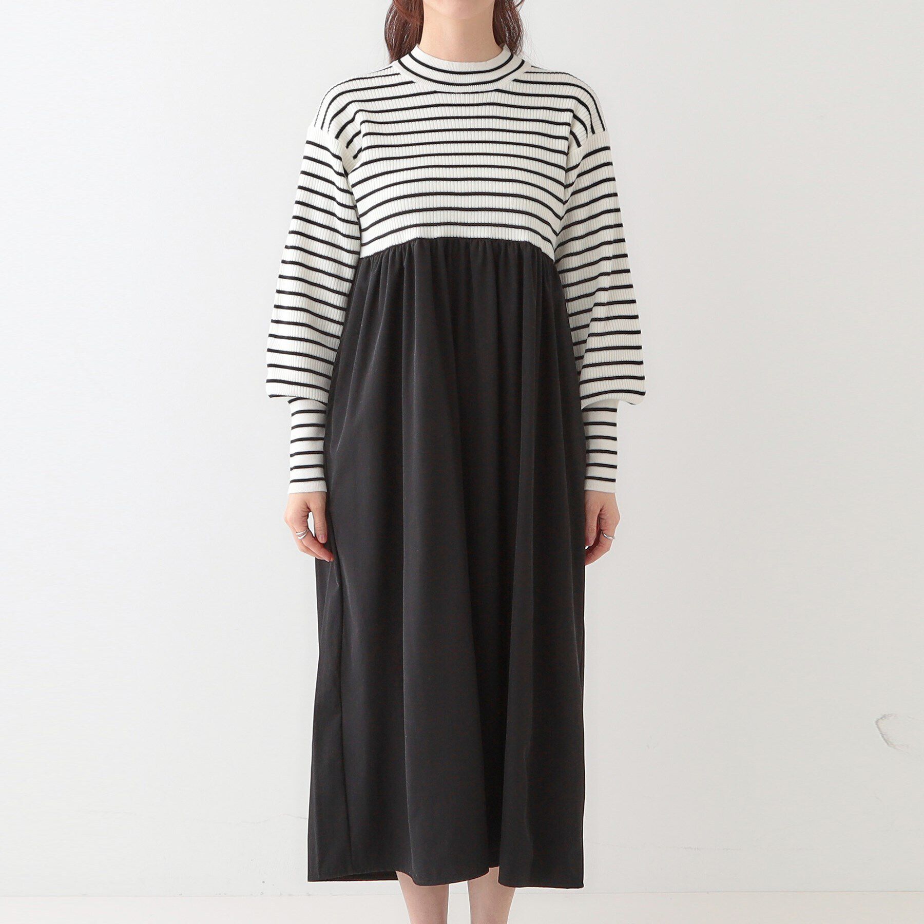 SHOO･LA･RUE「【S-LL】リブニットドッキングワンピース」|ワンピース|