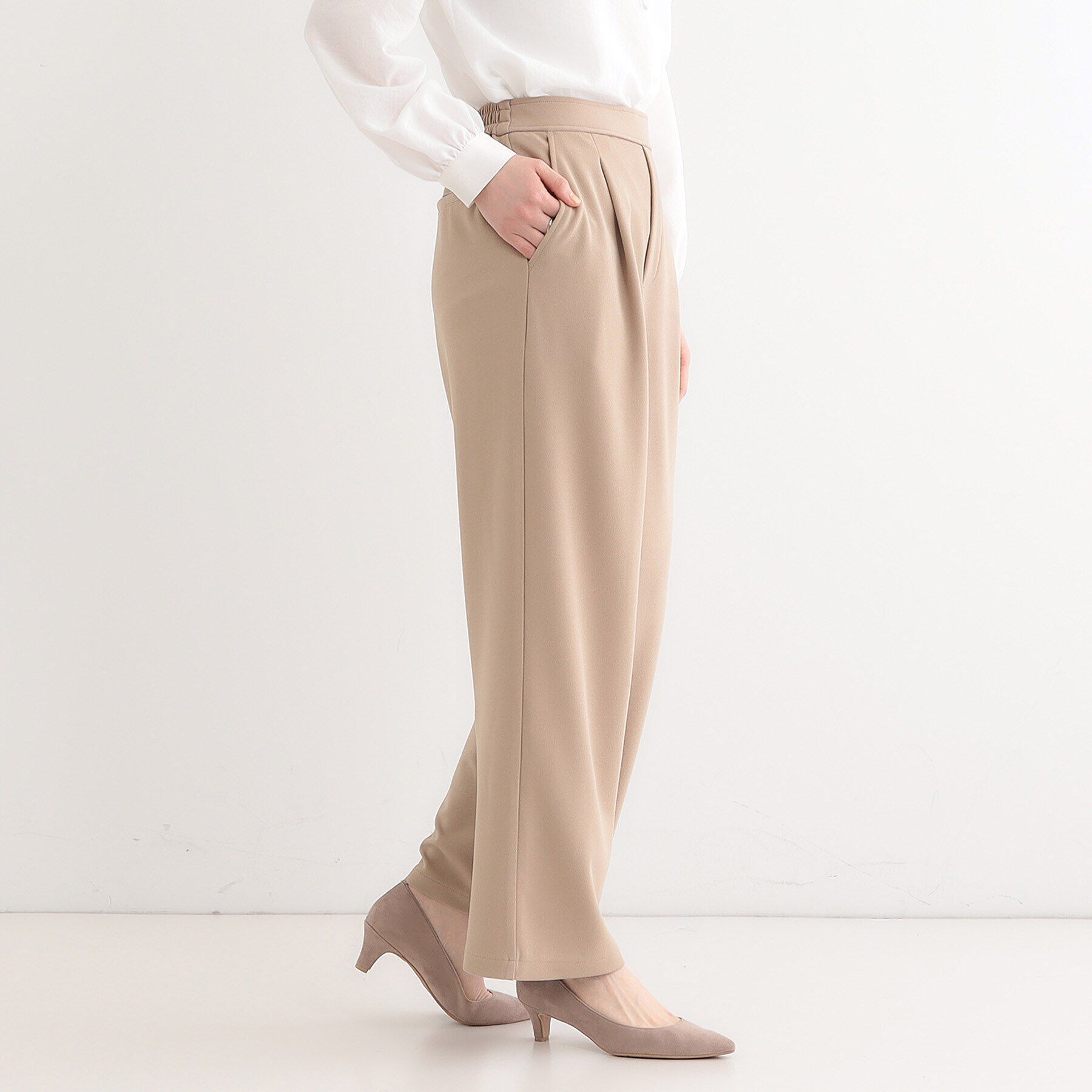 SHOO･LA･RUE「【洗える/しわになりにくい】脚のラインを拾いにくい スマートイージー ワイドパンツ」|その他|