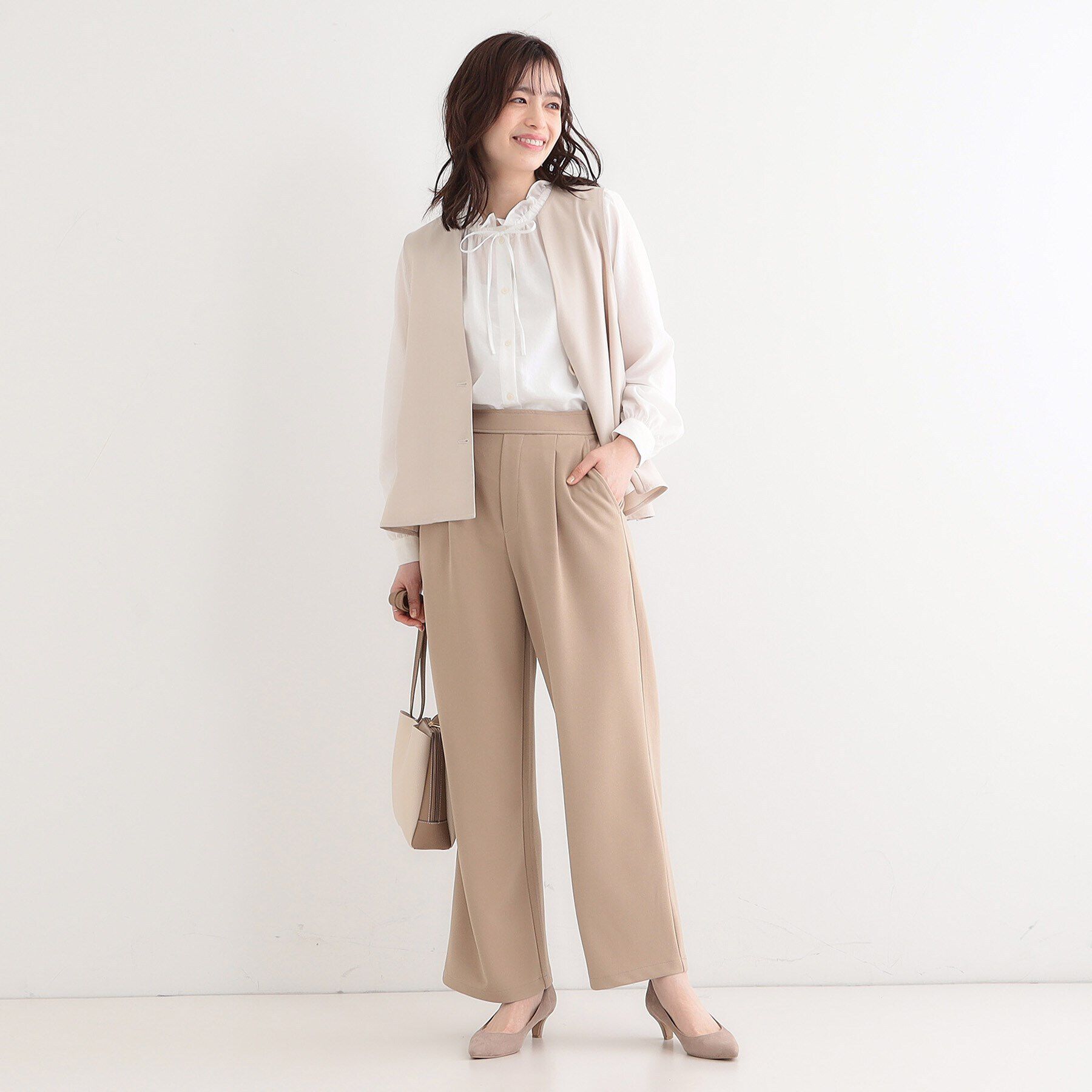 SHOO･LA･RUE「【洗える/しわになりにくい】脚のラインを拾いにくい スマートイージー ワイドパンツ」|その他|