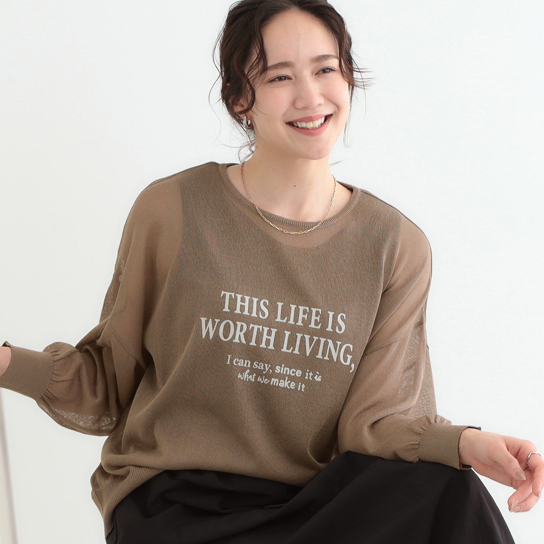 SHOO･LA･RUE「【S-LL】アソートロゴサマーニット」|ニット・セーター|トープ(254)