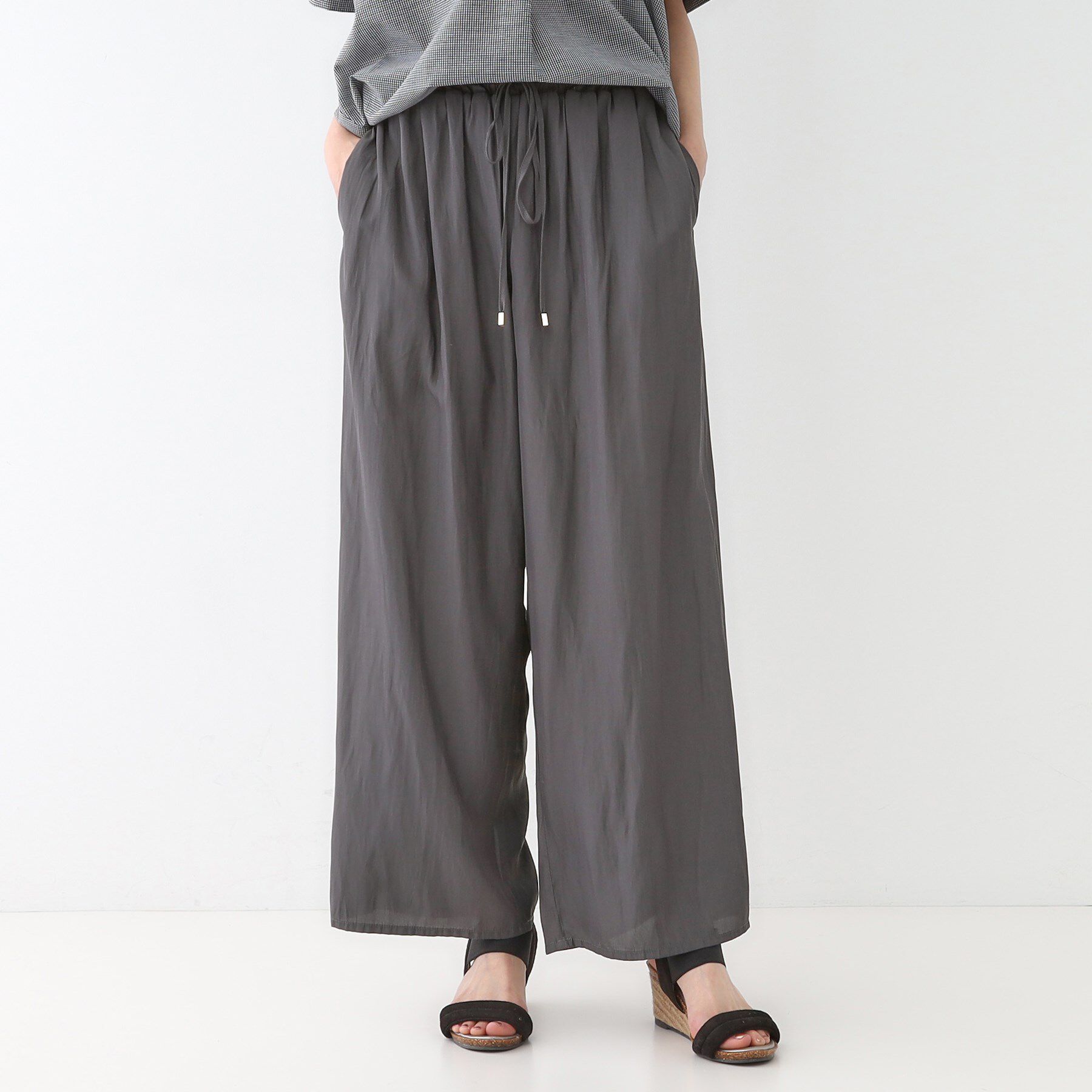 SHOO･LA･RUE「【高レビュー/着丈選べる】さらり柔らか マットサテンワイドパンツ」|その他|