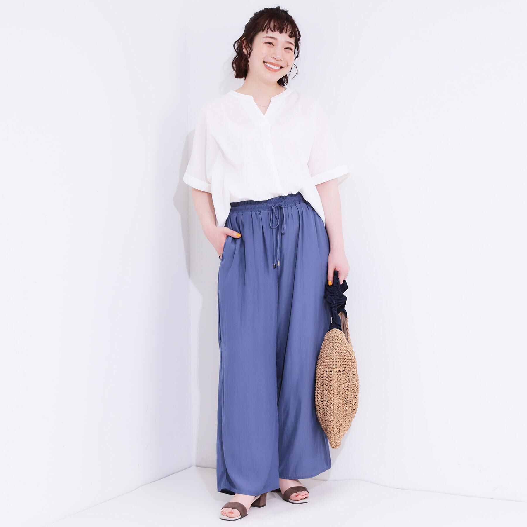 SHOO･LA･RUE「【高レビュー/着丈選べる】さらり柔らか マットサテンワイドパンツ」|その他|