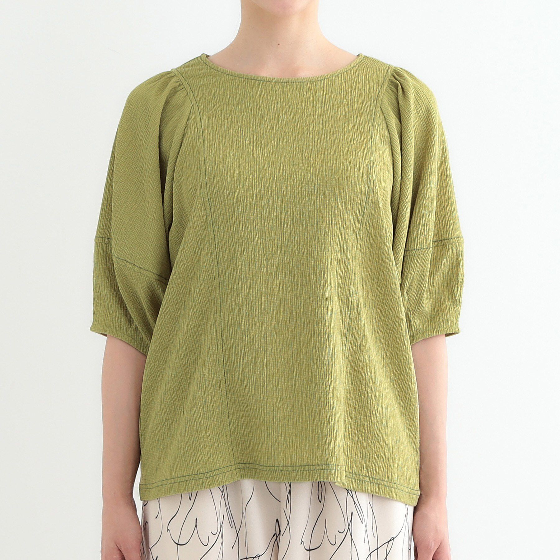 SHOO･LA･RUE「【洗える/S-LL/UV】 配色ステッチがアクセント 大人のデザイントップス」|Tシャツ・カットソー|