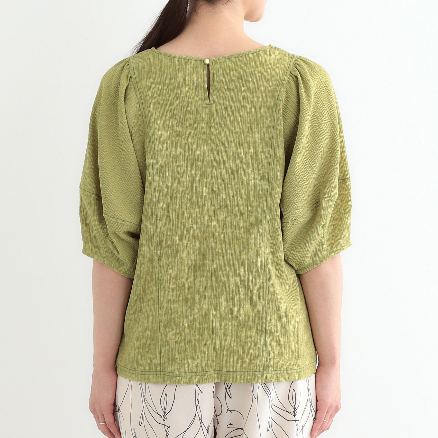 SHOO･LA･RUE「【洗える/S-LL/UV】 配色ステッチがアクセント 大人のデザイントップス」|Tシャツ・カットソー|