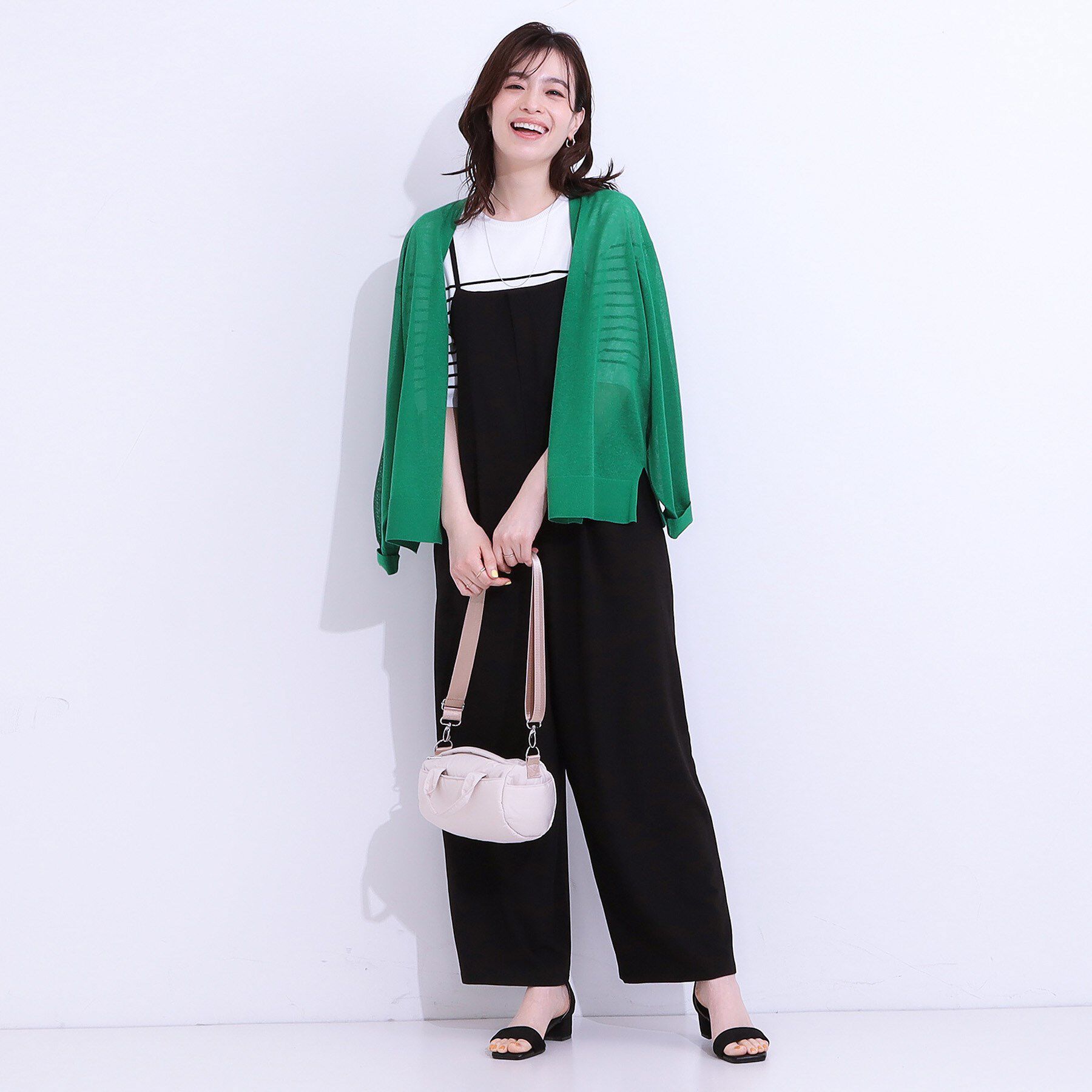 SHOO･LA･RUE「【S-LL】着丈が調節できる 大人の麻調サロペット」|オールインワン|