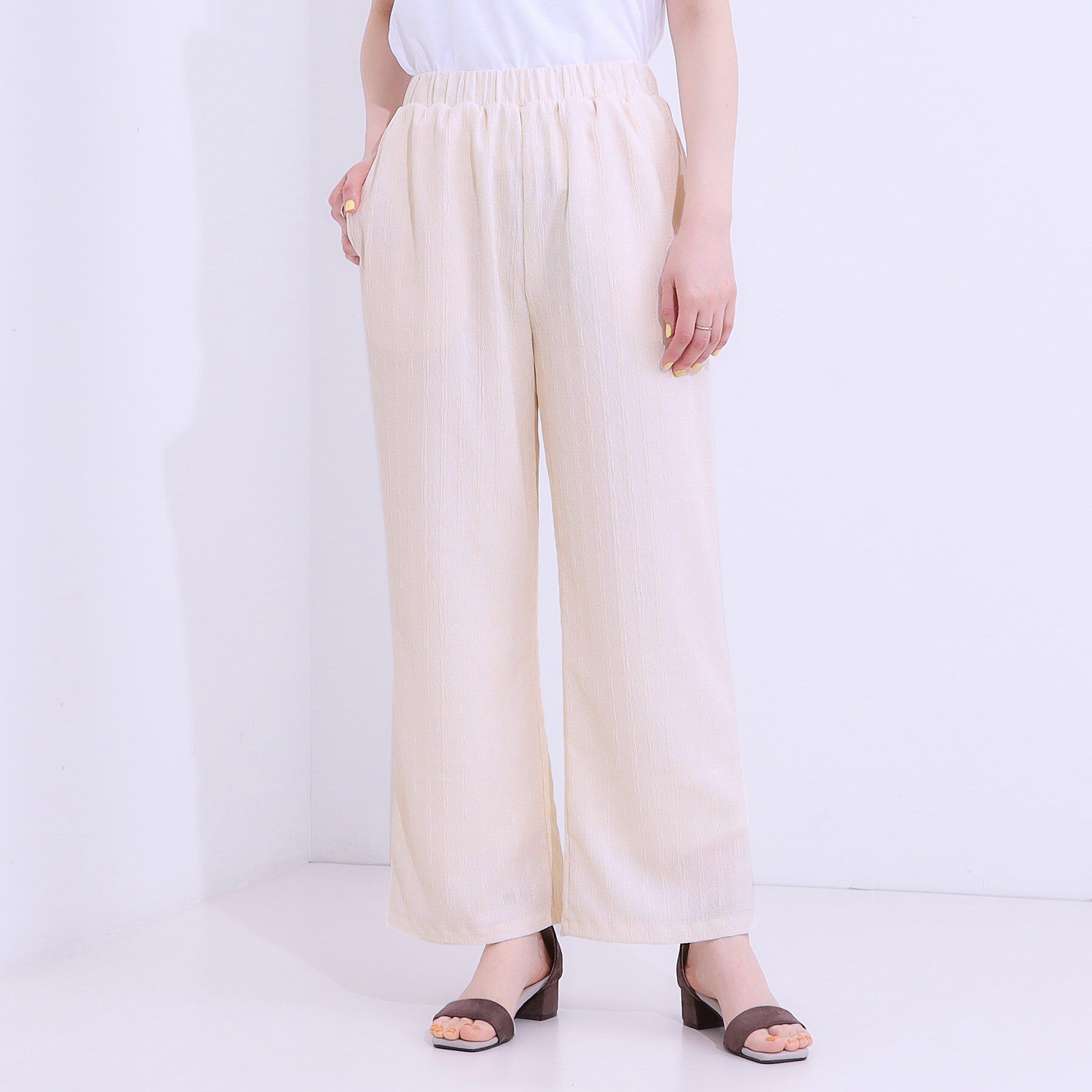 SHOO･LA･RUE「【洗える/S-LL】ウエストゴムで楽ちん ジャカード柄イージーパンツ」|その他|