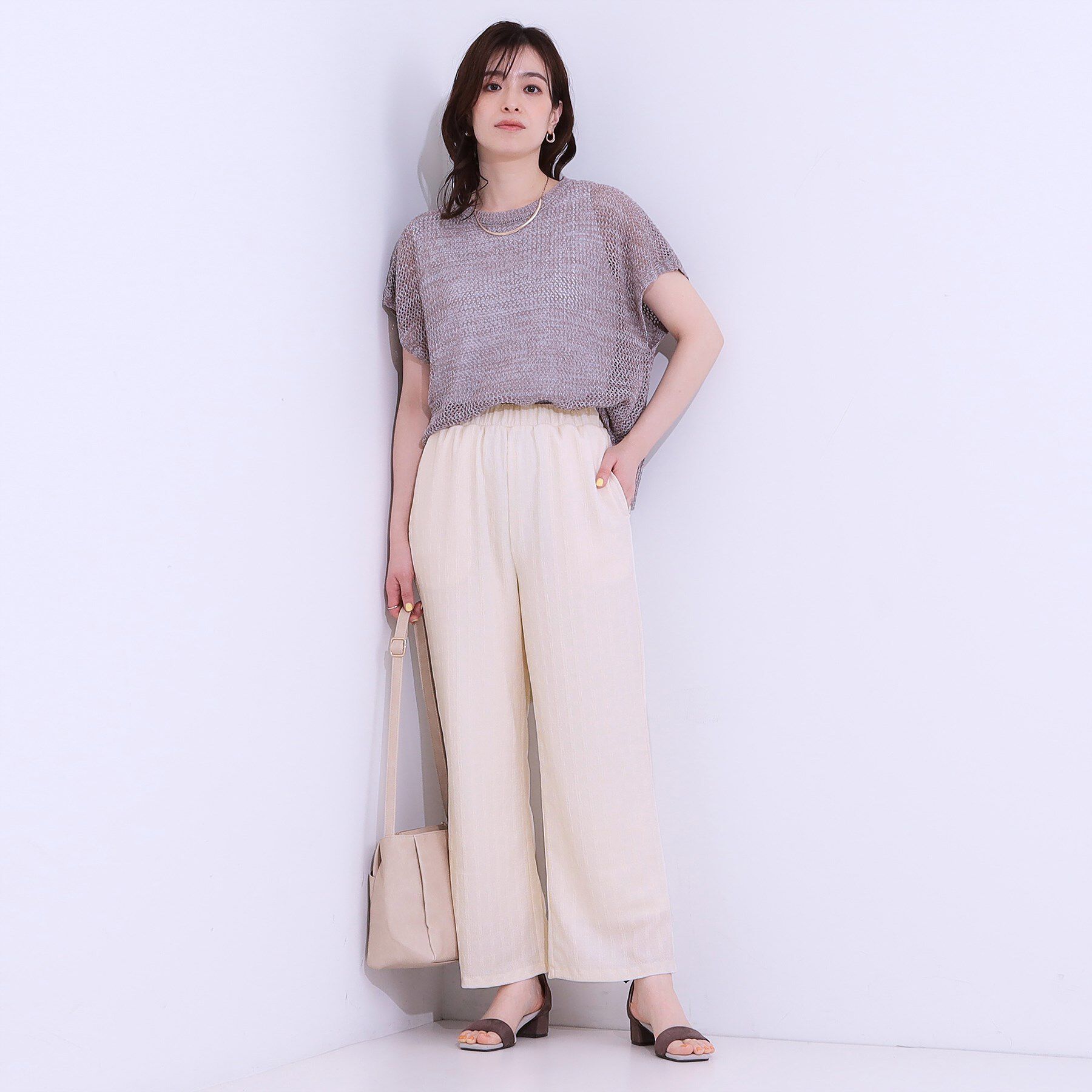 SHOO･LA･RUE「【洗える/S-LL】ウエストゴムで楽ちん ジャカード柄イージーパンツ」|その他|