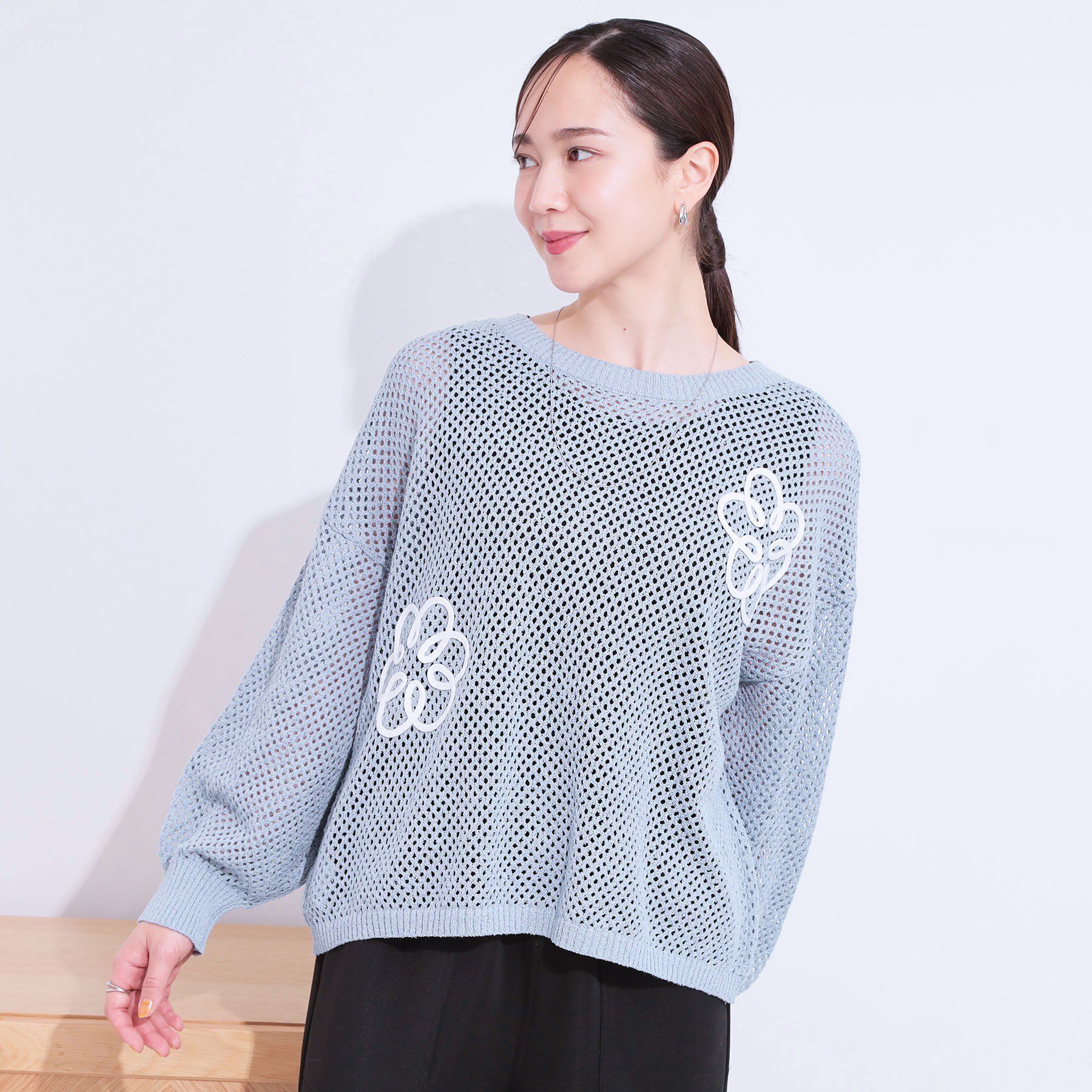 SHOO･LA･RUE「柄コード刺繍アソート メッシュ2WAYカーデ」|カーディガン|