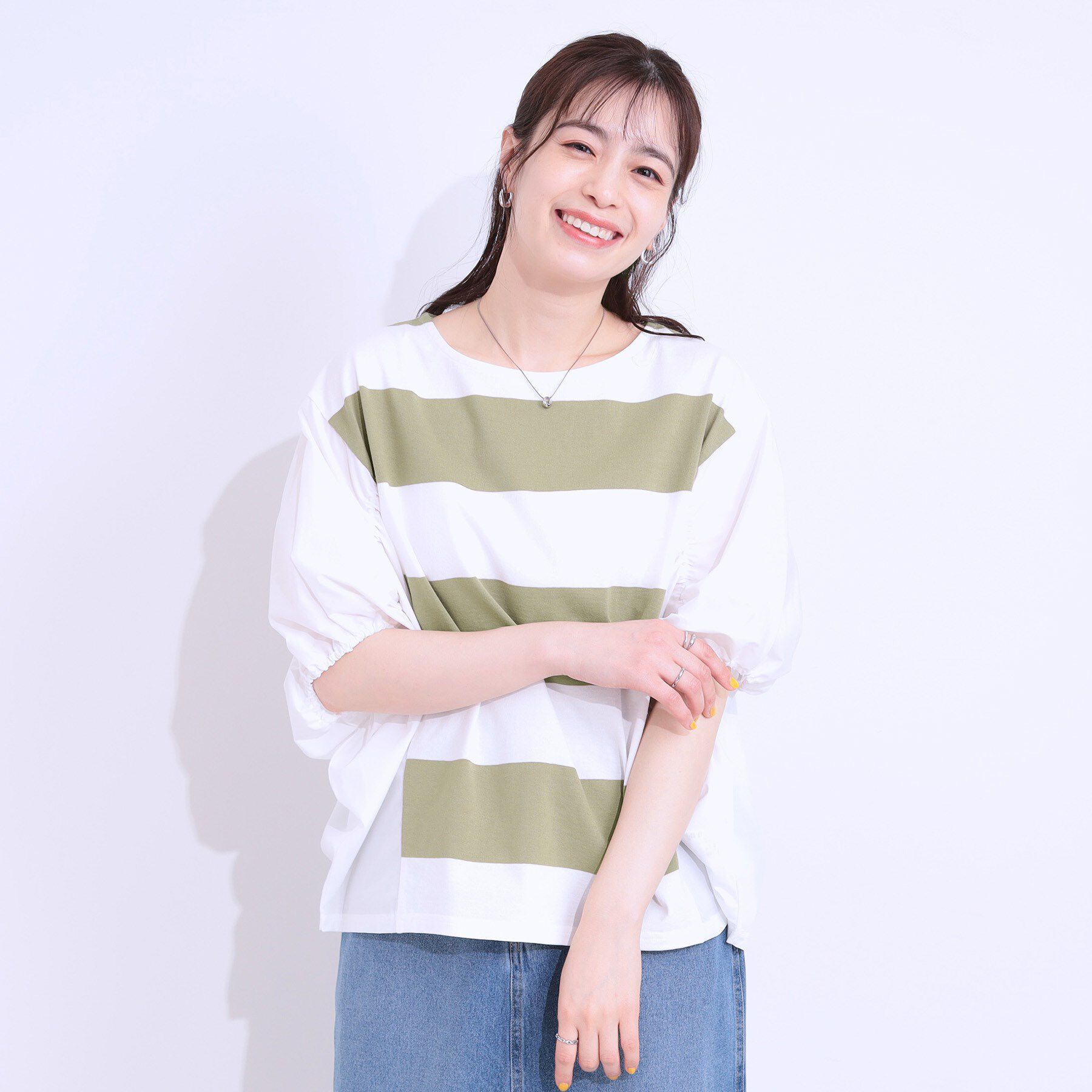 SHOO･LA･RUE「ふわりシルエットが新しい ワイドピッチボーダートップス」|Tシャツ・カットソー|