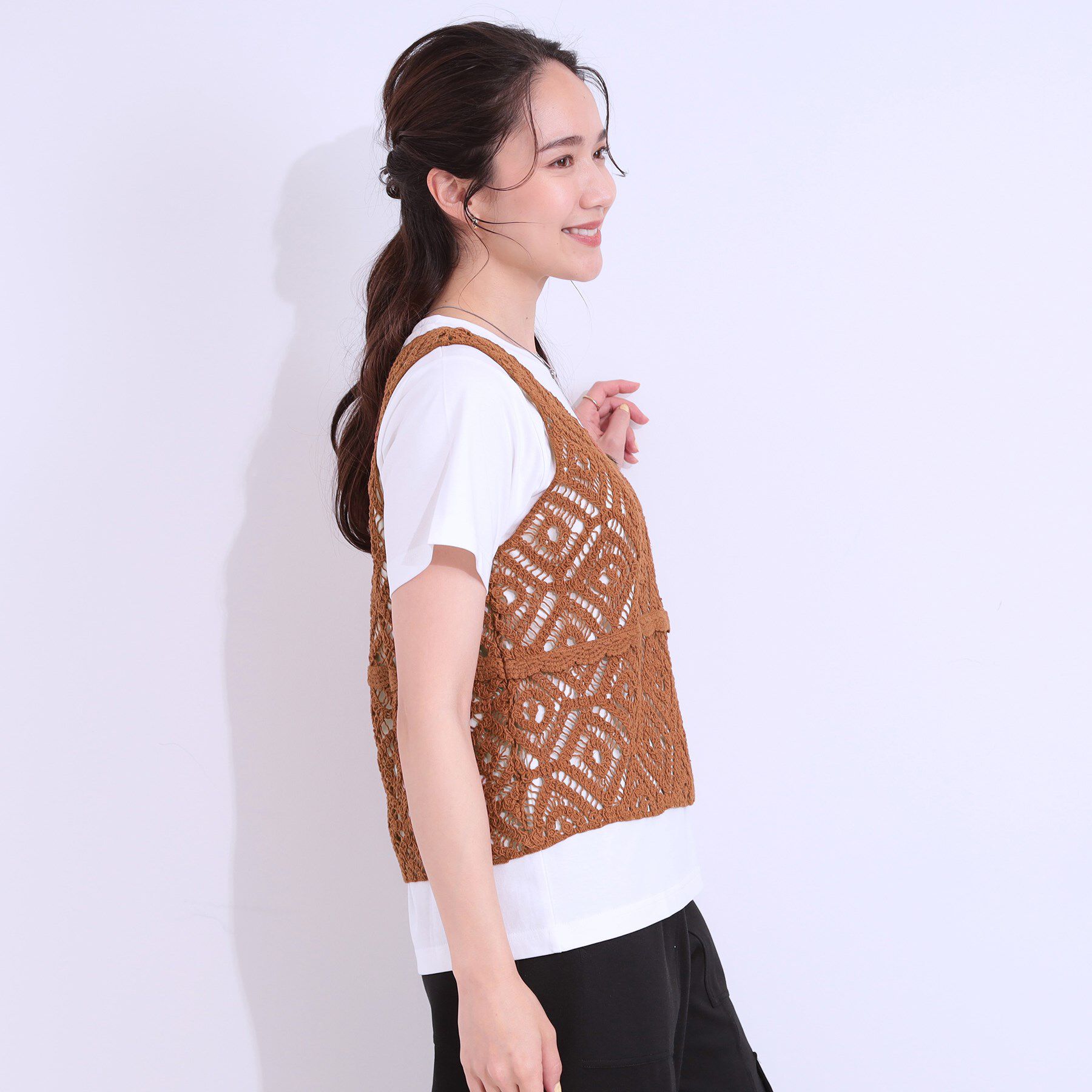 SHOO･LA･RUE「【S-LL/2点セット】大人カジュアルに レースビスチェ+プリントTシャツ」|その他|