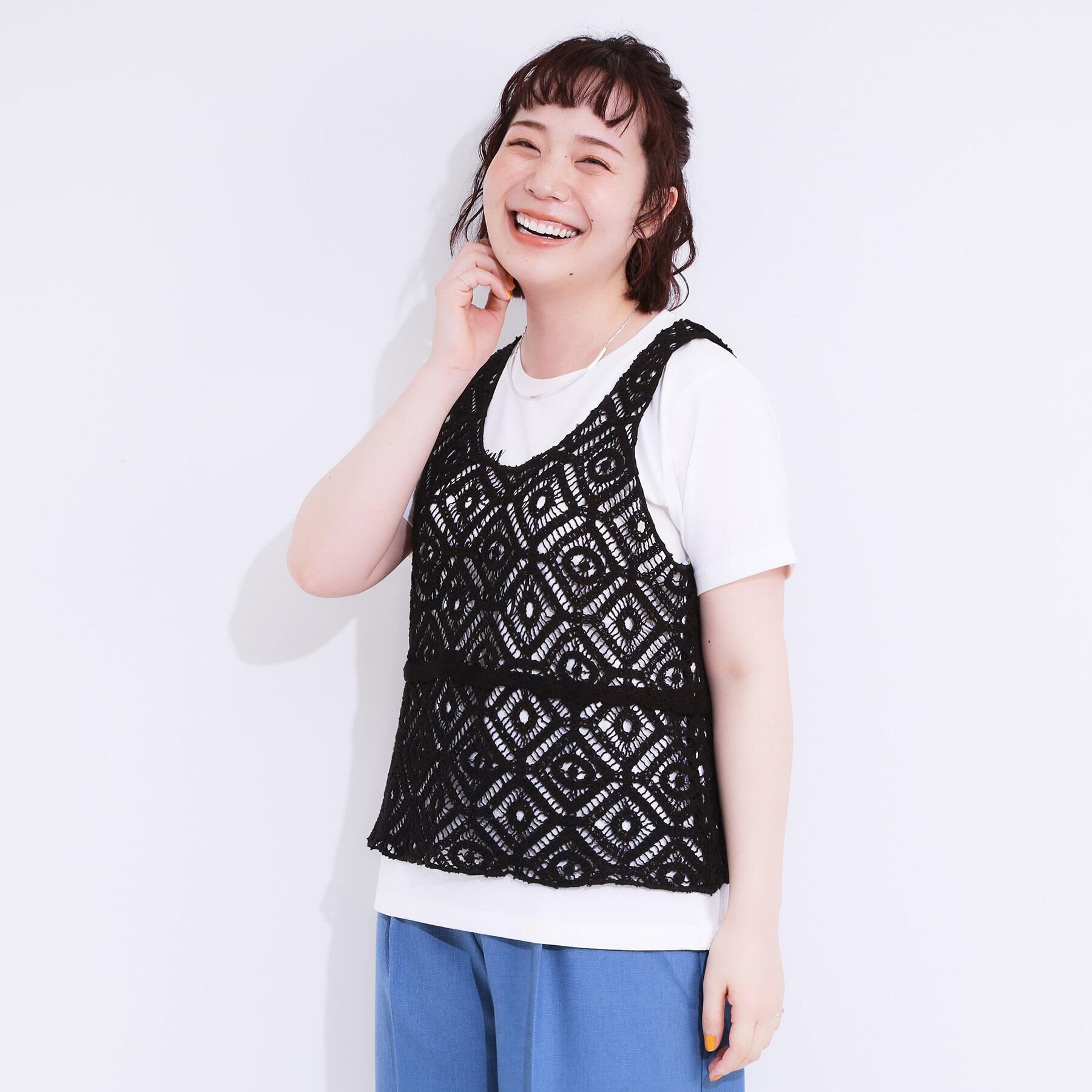 SHOO･LA･RUE「【S-LL/2点セット】大人カジュアルに レースビスチェ+プリントTシャツ」|その他|