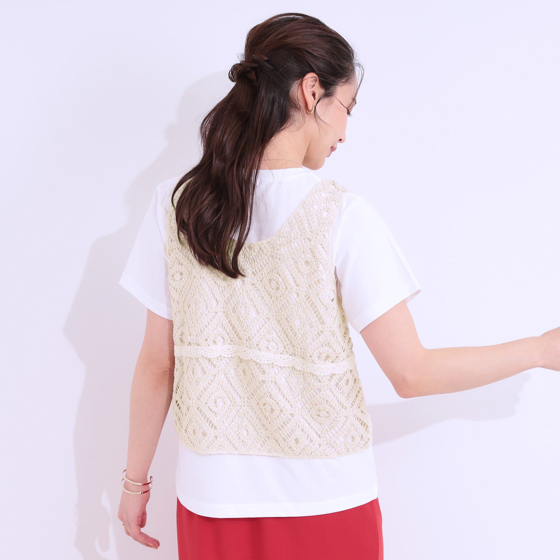 SHOO･LA･RUE「【S-LL/2点セット】大人カジュアルに レースビスチェ+プリントTシャツ」|その他|