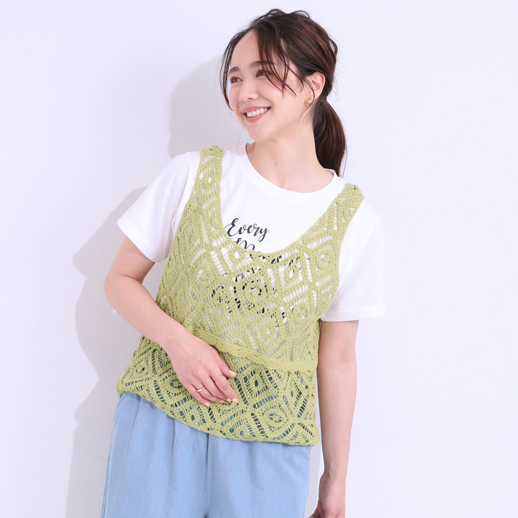 SHOO･LA･RUE「【S-LL/2点セット】大人カジュアルに レースビスチェ+プリントTシャツ」|その他|