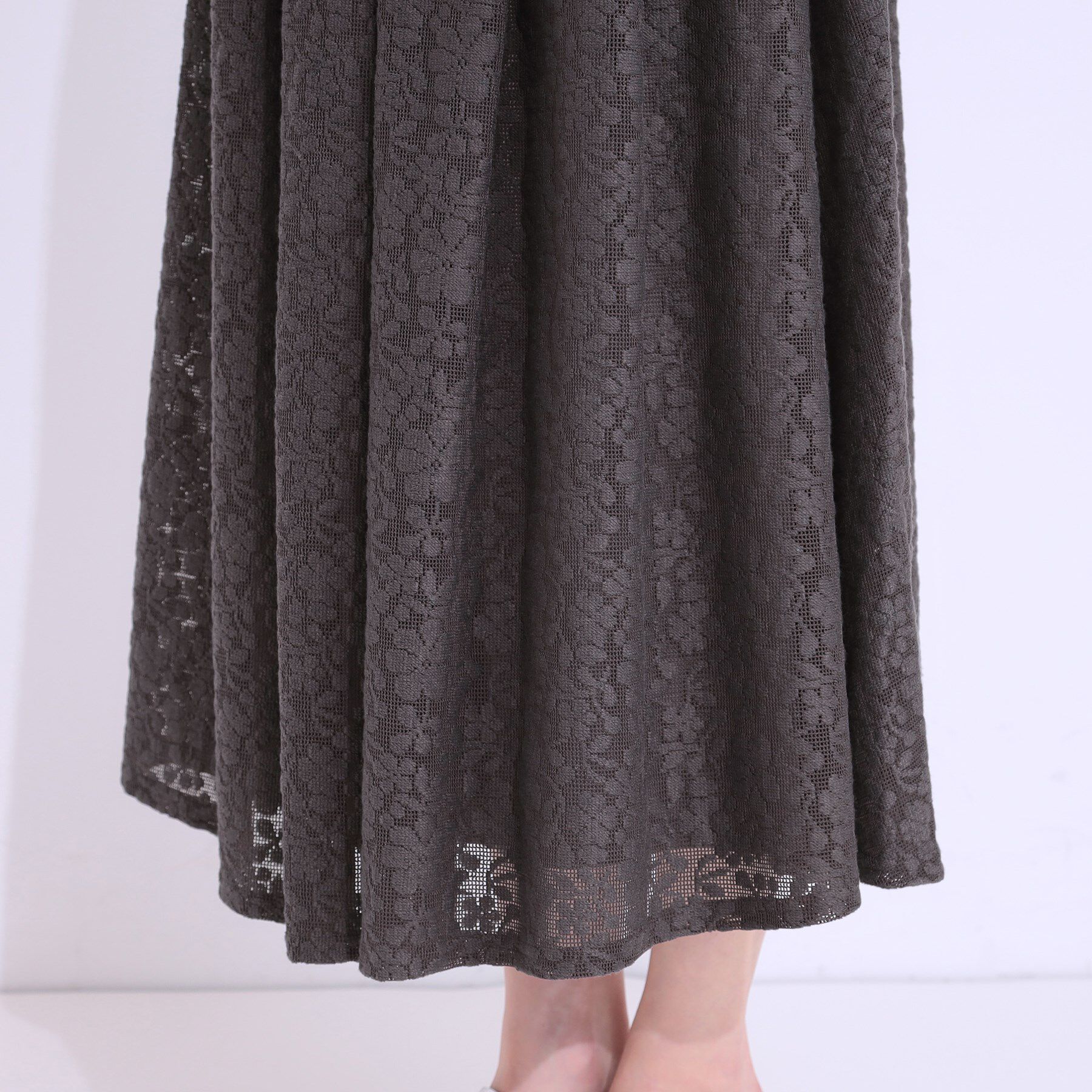 SHOO･LA･RUE「【S-LL】メッシュレースが魅力的なフレアスカート」|スカート|