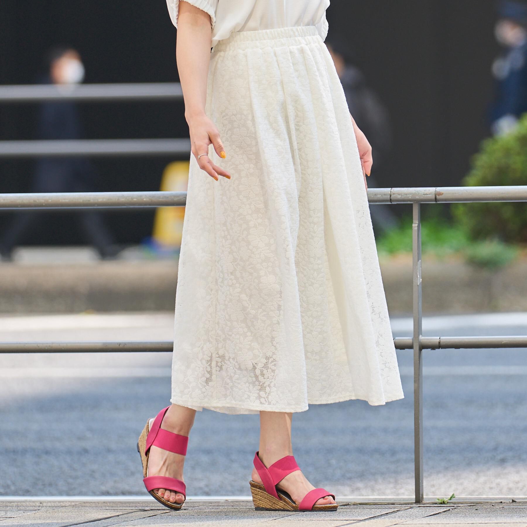 SHOO･LA･RUE「【S-LL】メッシュレースが魅力的なフレアスカート」|スカート|