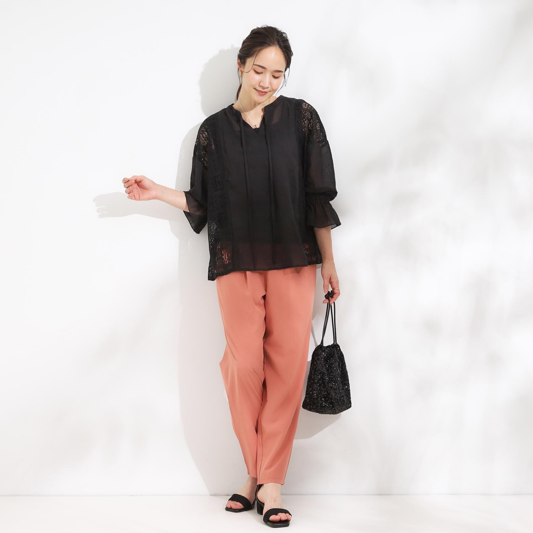 SHOO･LA･RUE「【SS-3L/ひんやり/吸水速乾/UV】軽量でさらりと穿ける テーパードパンツ」|その他|