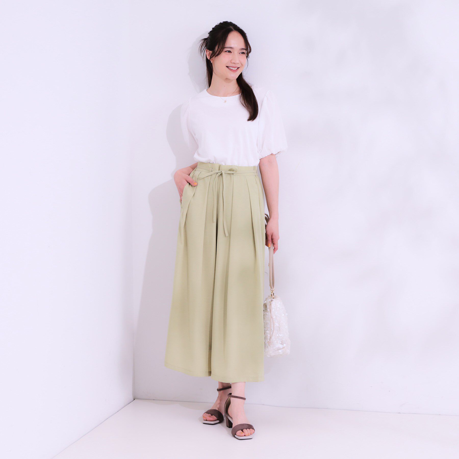 SHOO･LA･RUE「【S-LL/ひんやり/UV】お袖シアー バルーントップス」|Tシャツ・カットソー|