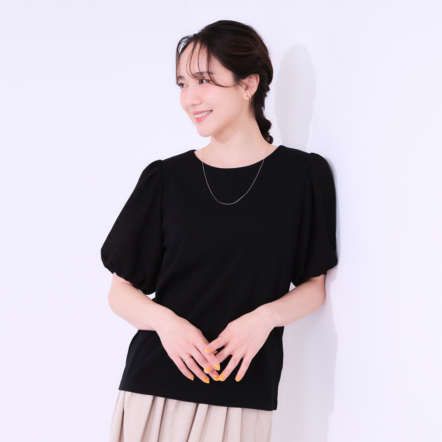 SHOO･LA･RUE「【S-LL/ひんやり/UV】お袖シアー バルーントップス」|Tシャツ・カットソー|