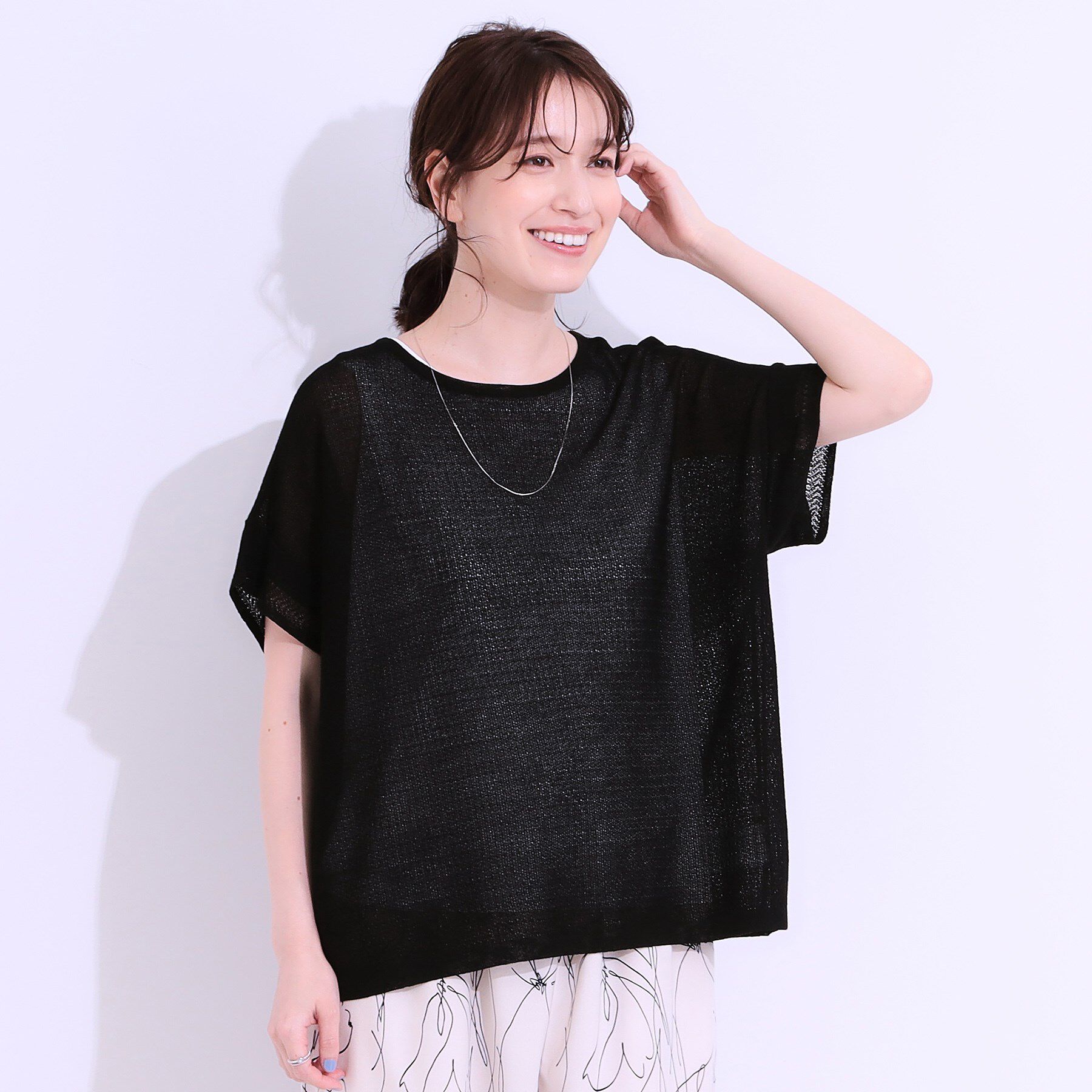 SHOO･LA･RUE「【S-LL/2点セット】涼やかに楽に決まる タンクトップ＋編み柄ニット」|その他|