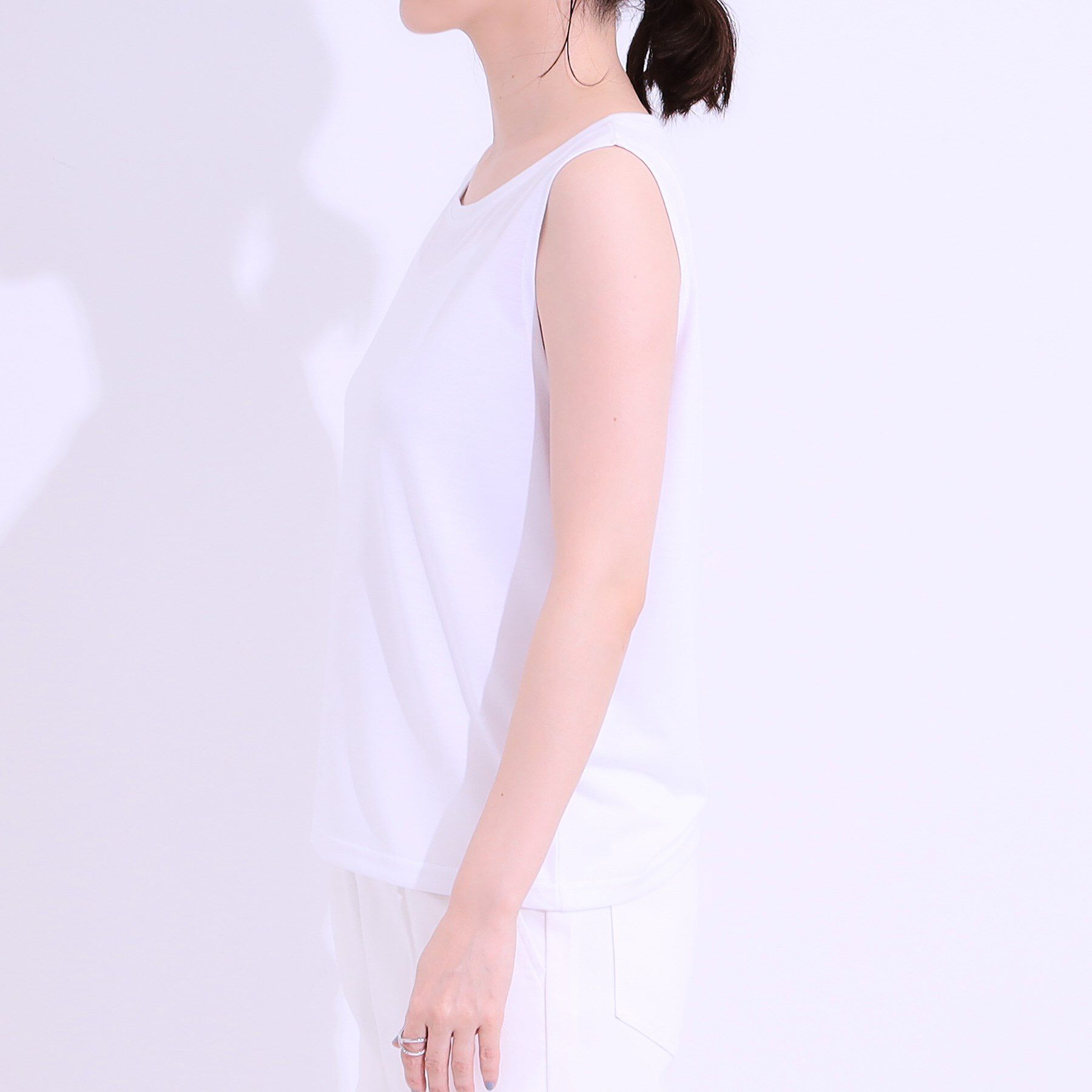 SHOO･LA･RUE「【S-LL/2点セット】涼やかに楽に決まる タンクトップ＋編み柄ニット」|その他|