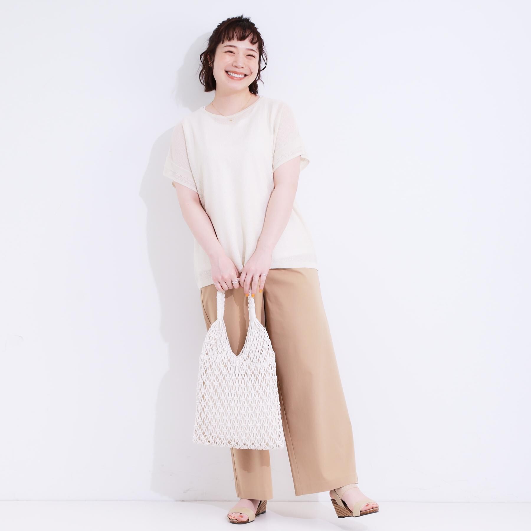 SHOO･LA･RUE「【S-LL/2点セット】涼やかに楽に決まる タンクトップ＋編み柄ニット」|その他|