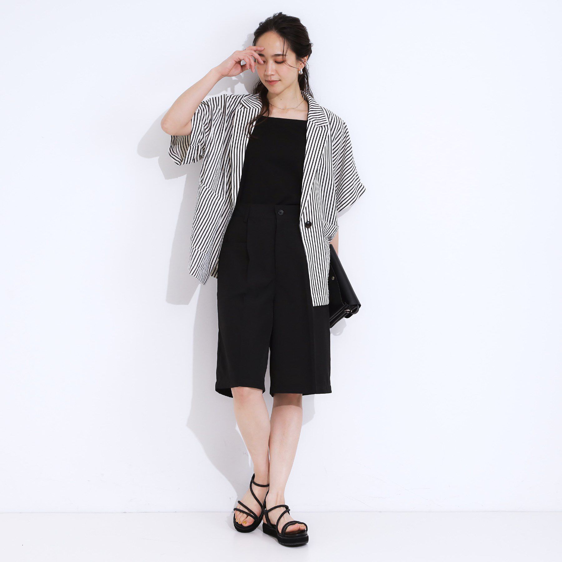 SHOO･LA･RUE「【S-LL】大人のための 麻調タックハーフパンツ」|その他|