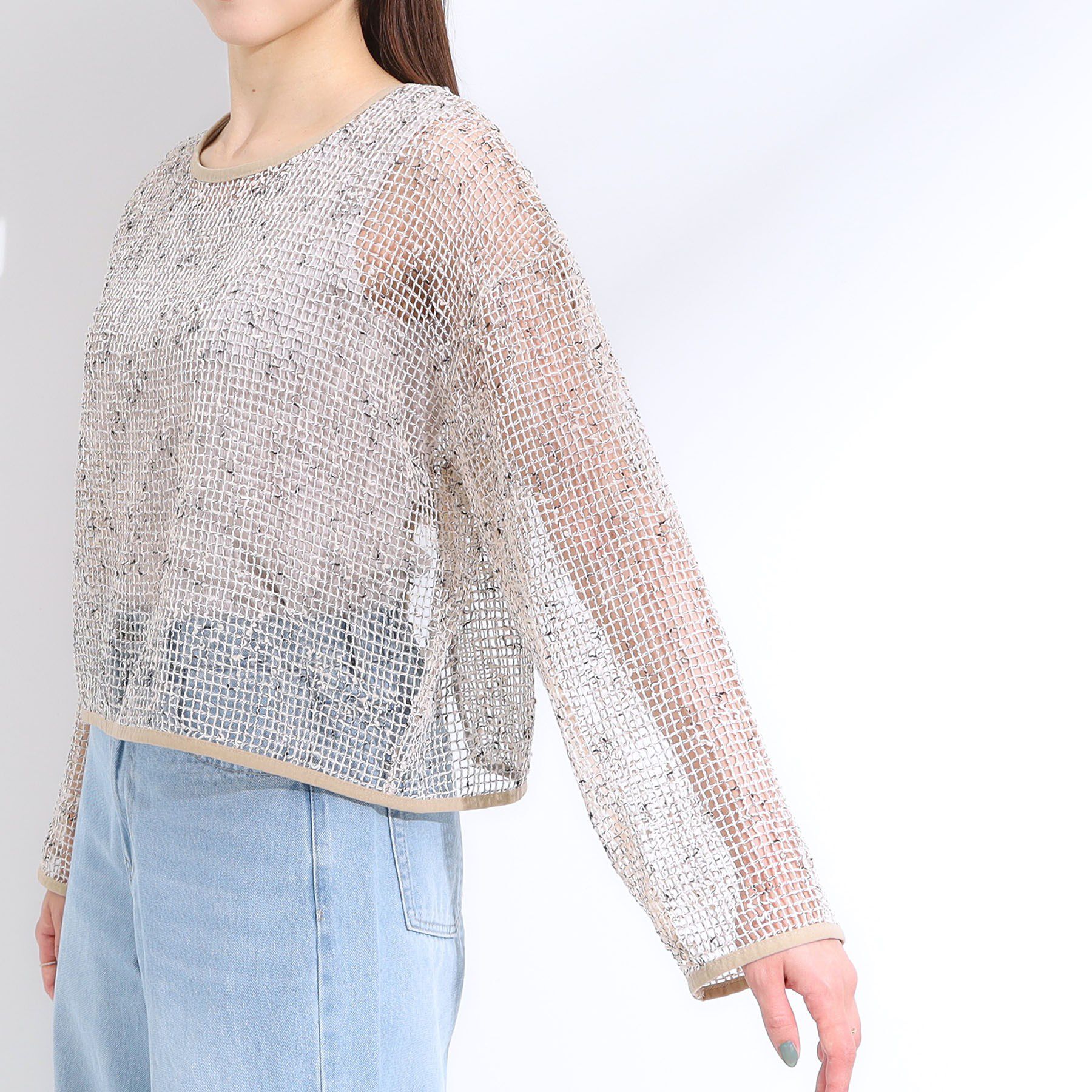 SHOO･LA･RUE「【前後2WAY】夏でもさらりと羽織れる メッシュリボンカーディガン」|カーディガン|